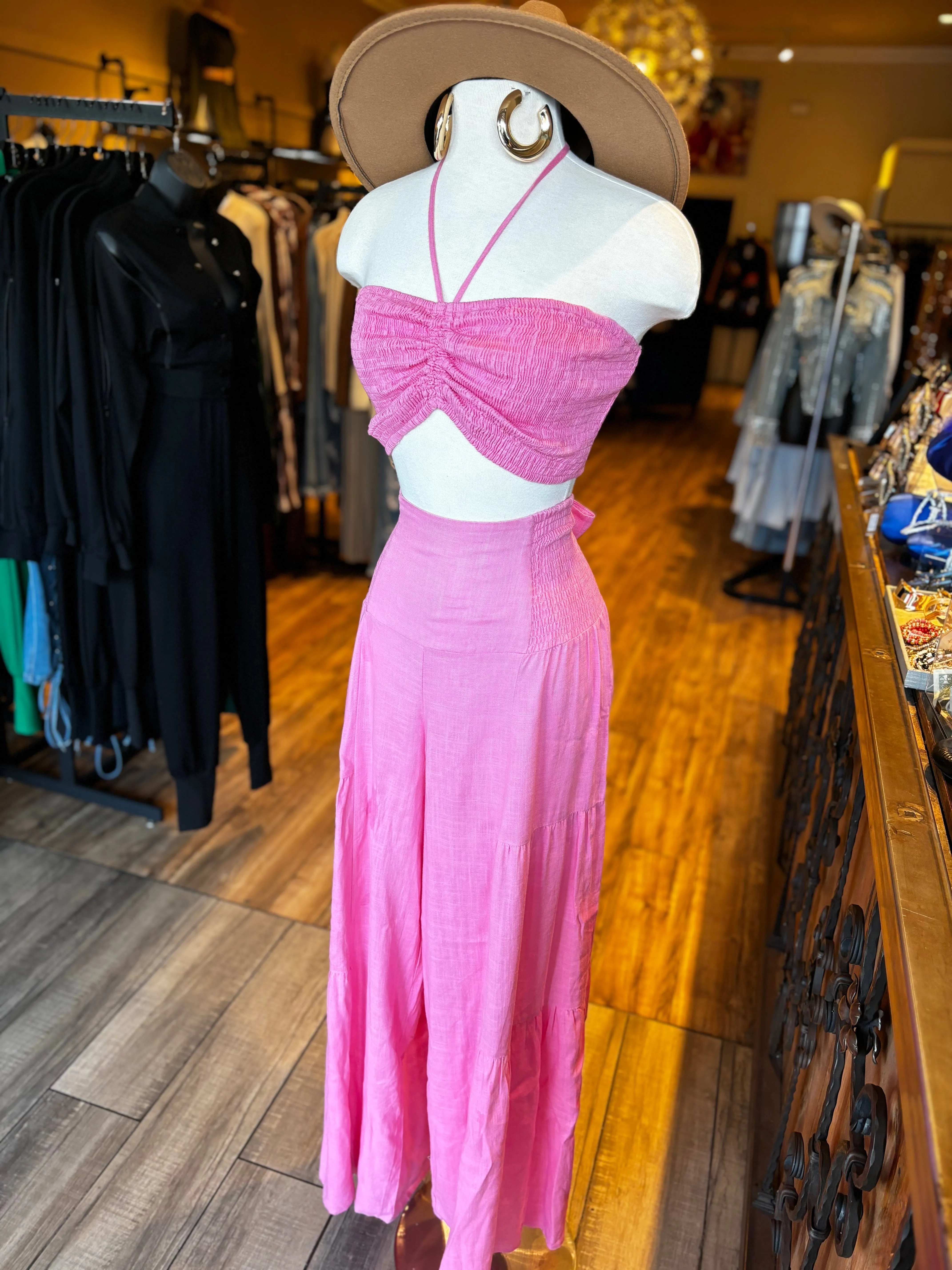 Linen Bra Top & Pants Set
