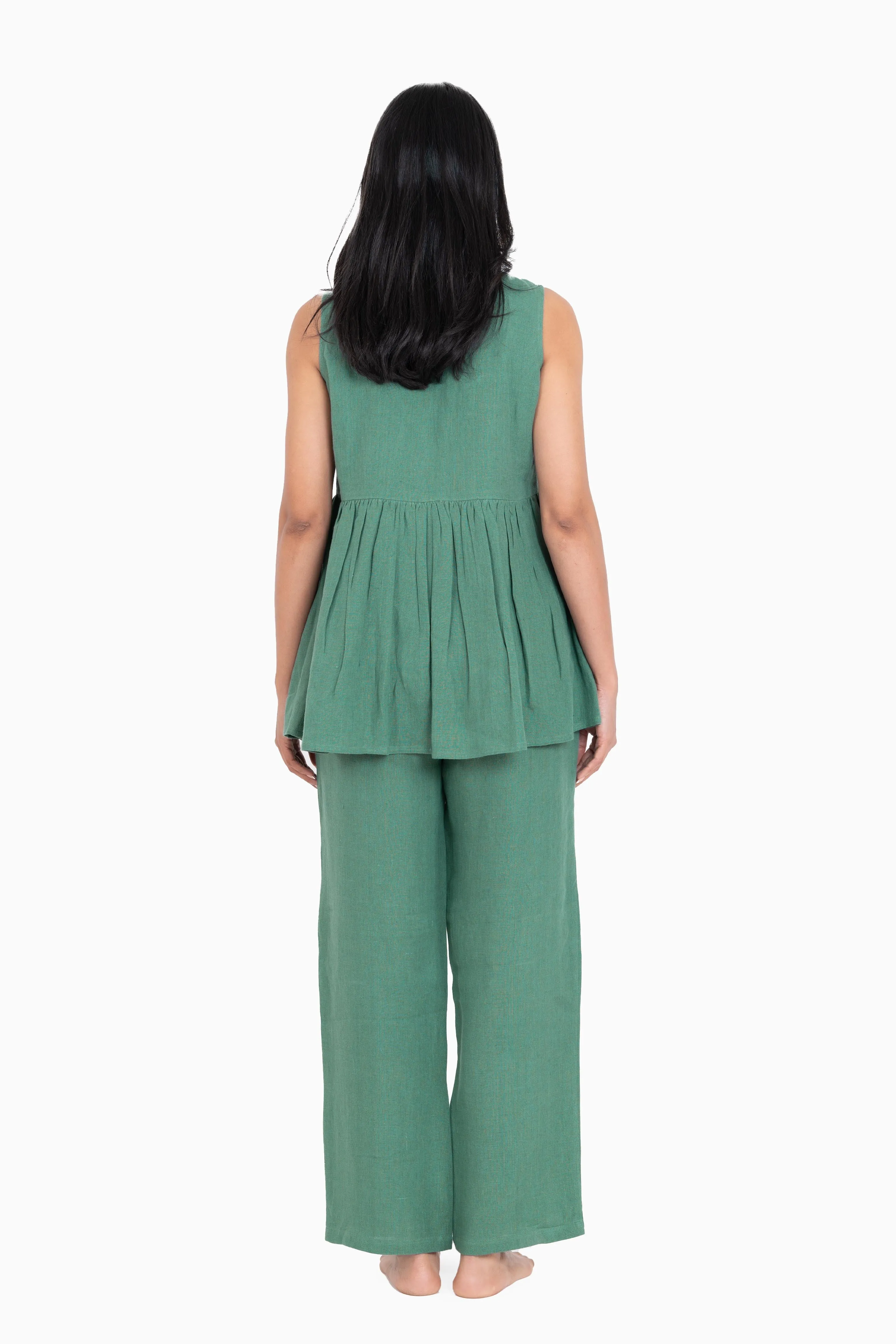 Linen Flavia Co-Ord Set-Midnight Green