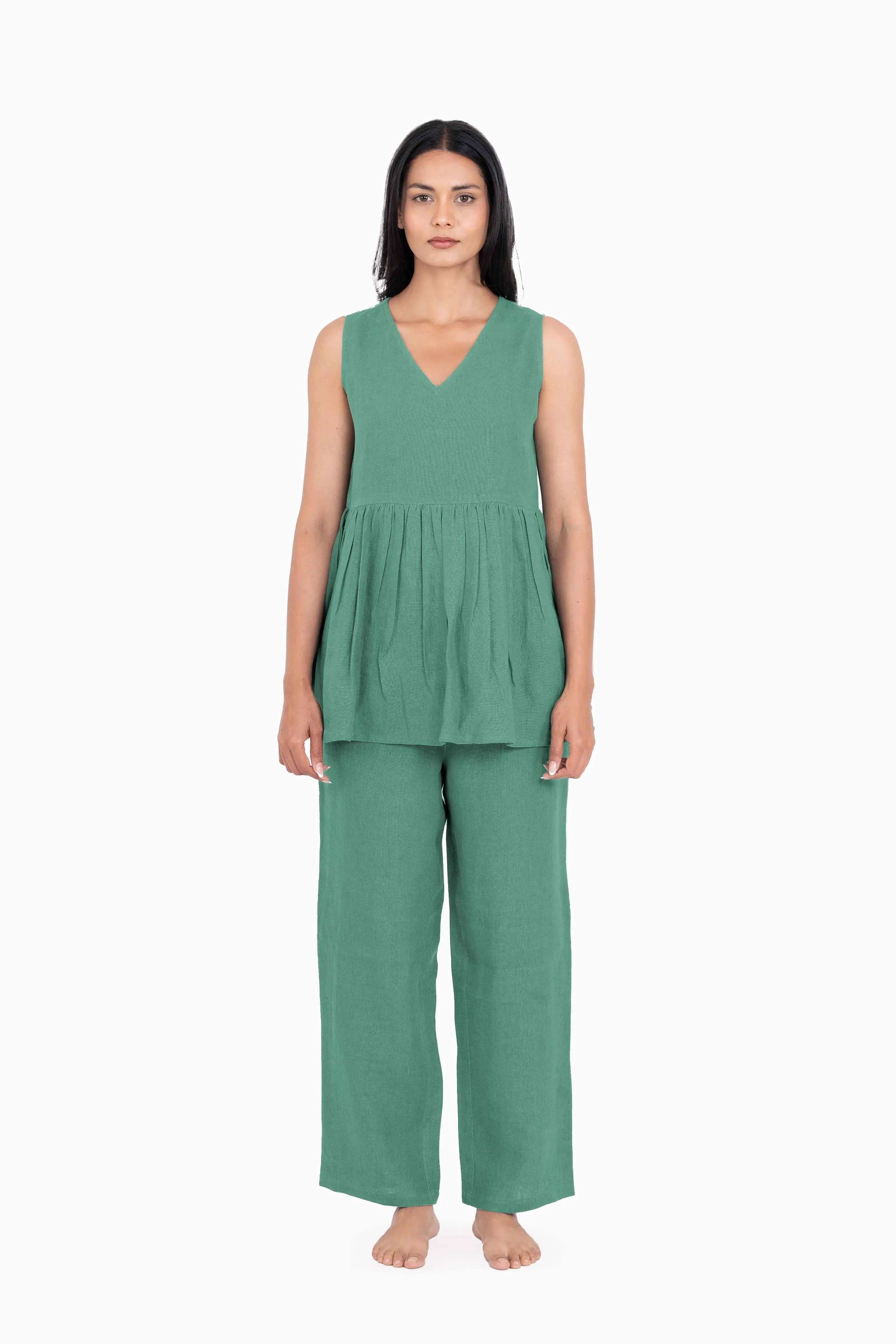 Linen Flavia Co-Ord Set-Midnight Green