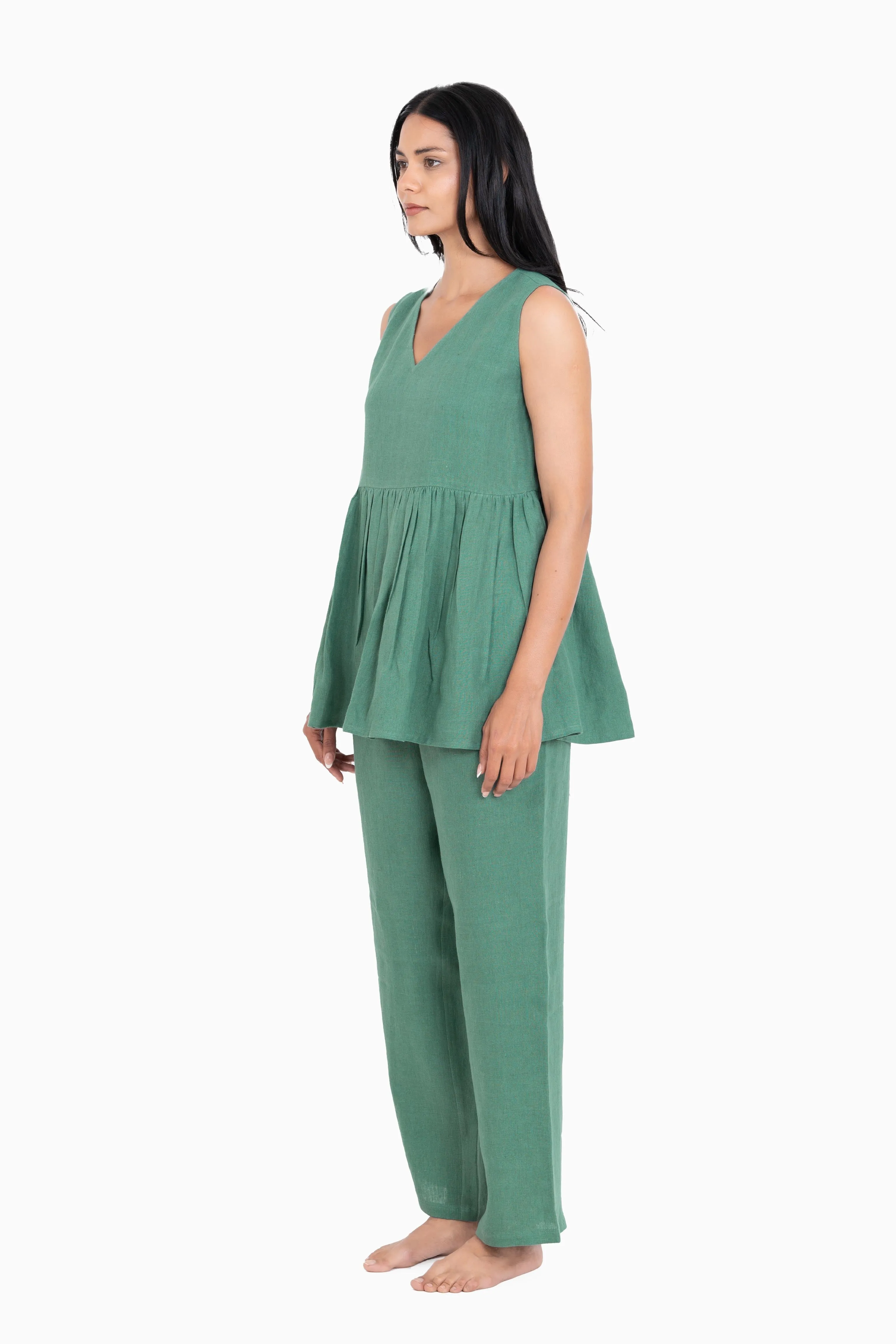 Linen Flavia Co-Ord Set-Midnight Green