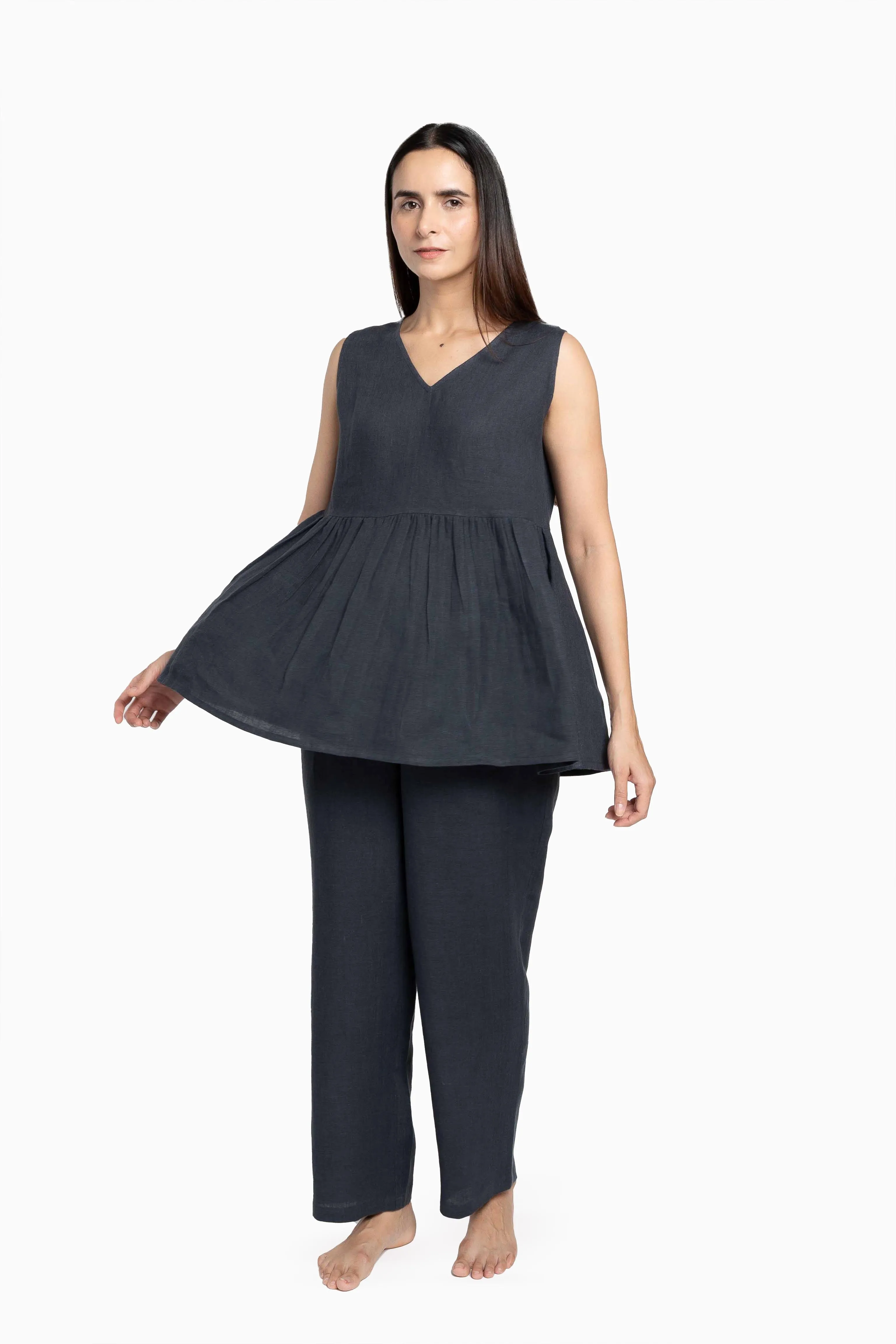 Linen Flavia Co-Ord Set-Midnight Green