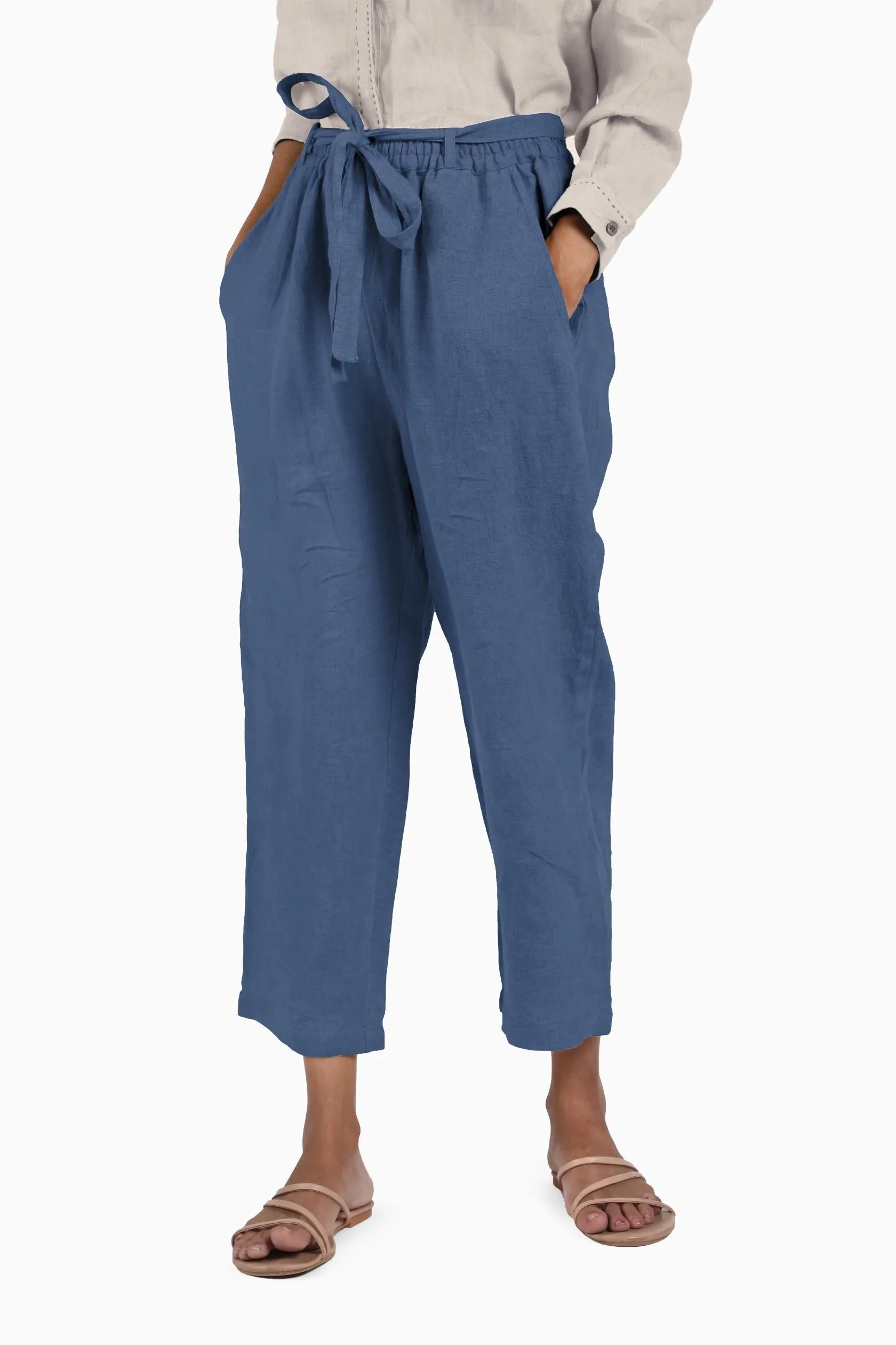 Linen Fleur Pant-Stormy Blue