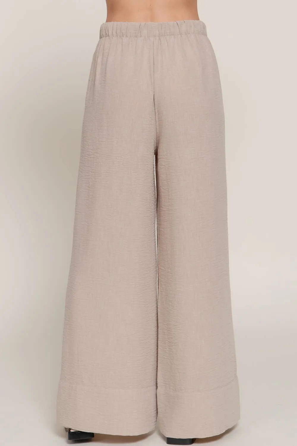 Linen Palazzo Pants Drawstring Waistband