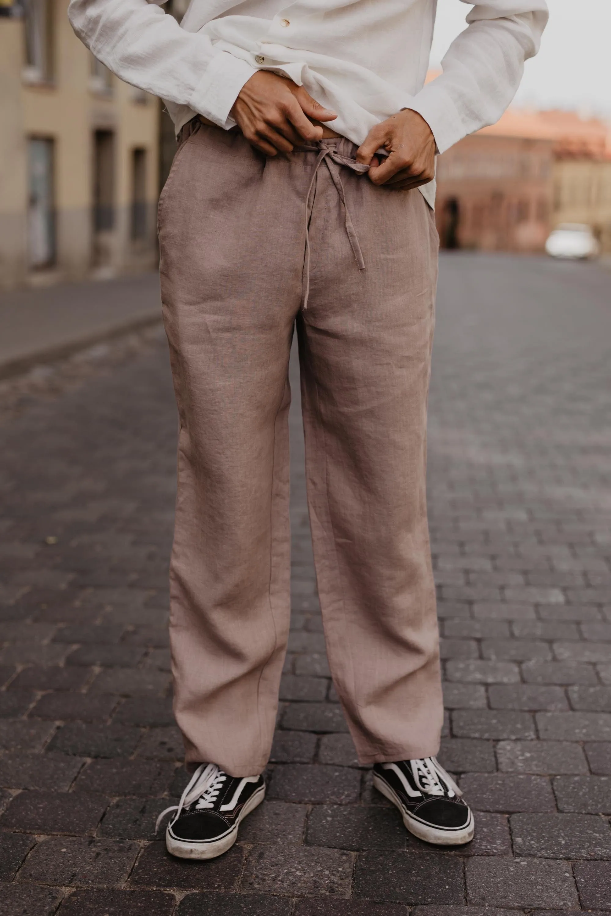 Linen pants ADONIS in Rosy Brown