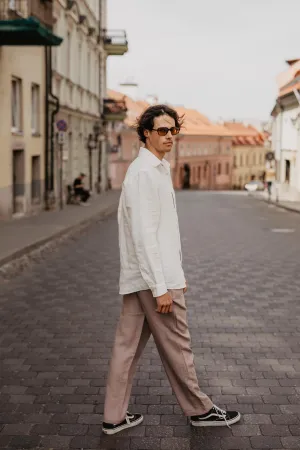 Linen pants ADONIS in Rosy Brown