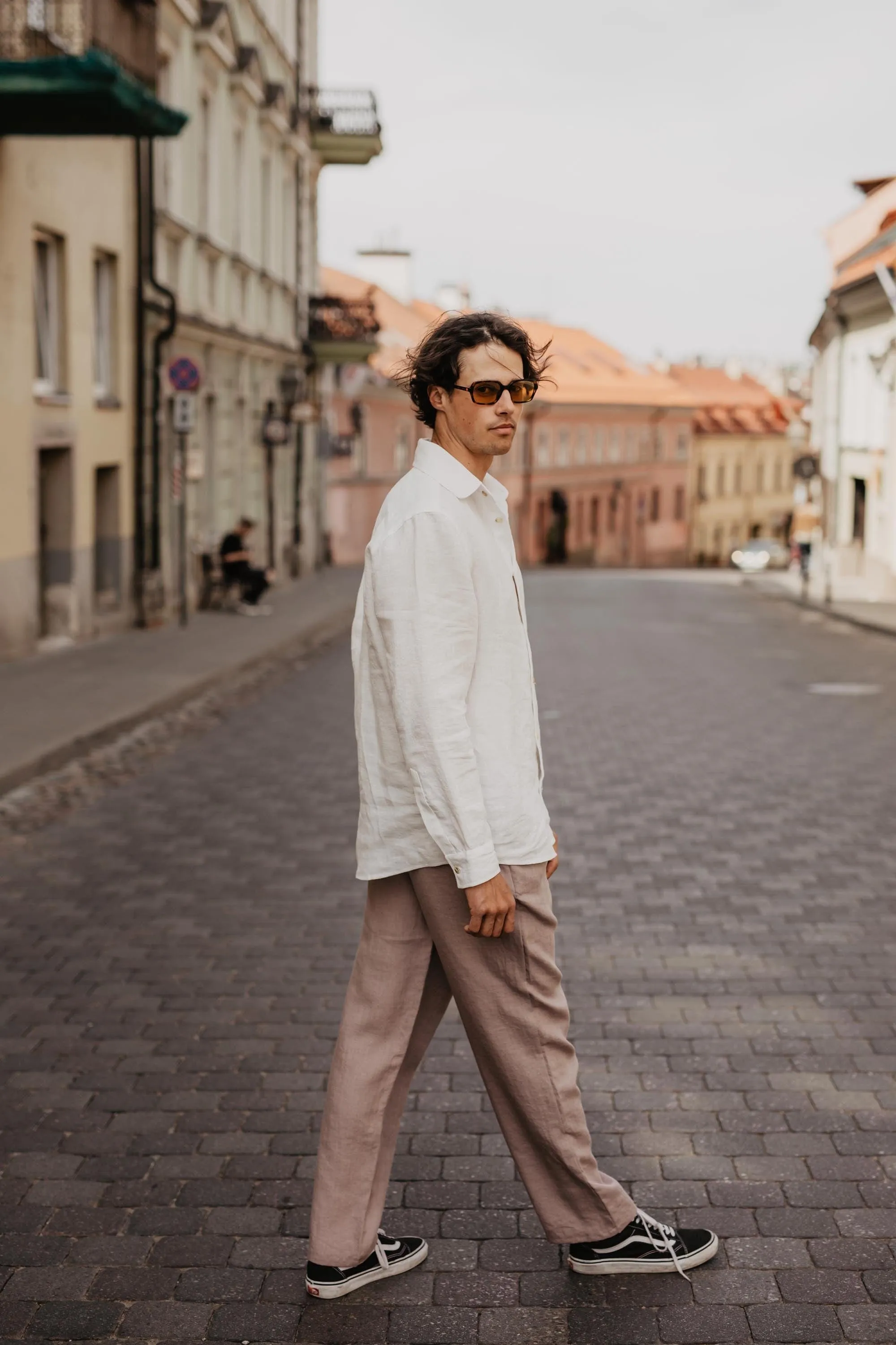 Linen pants ADONIS in Rosy Brown