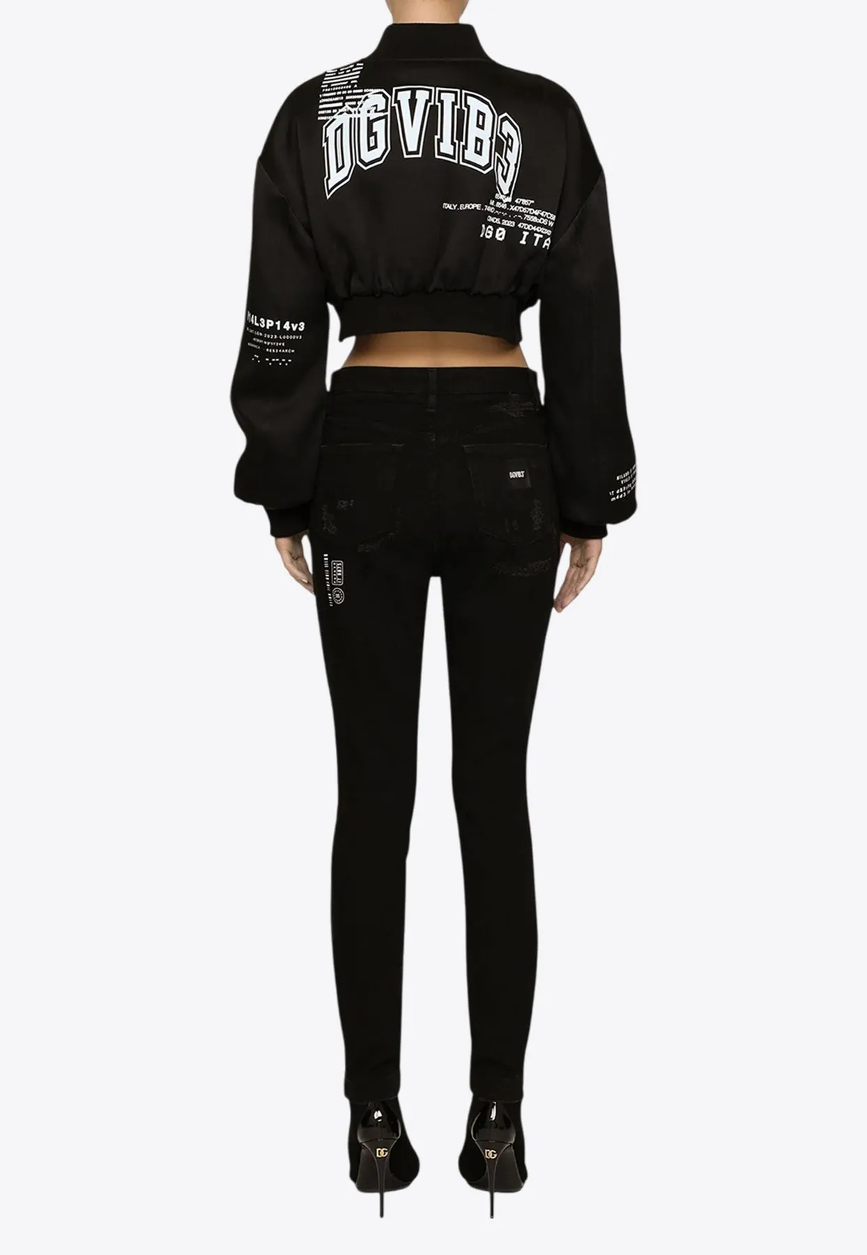 Logo Print Cropped Jacket