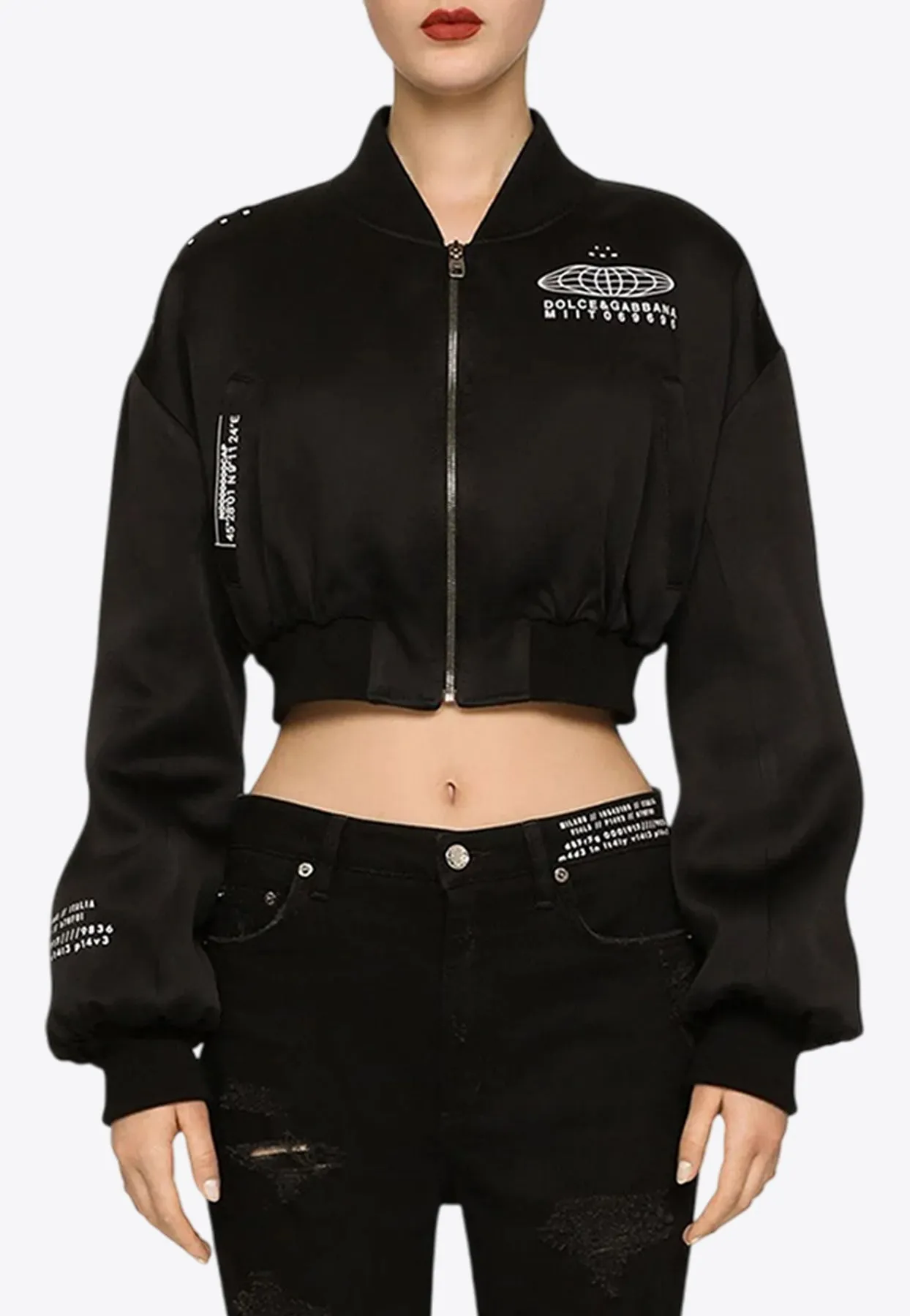 Logo Print Cropped Jacket