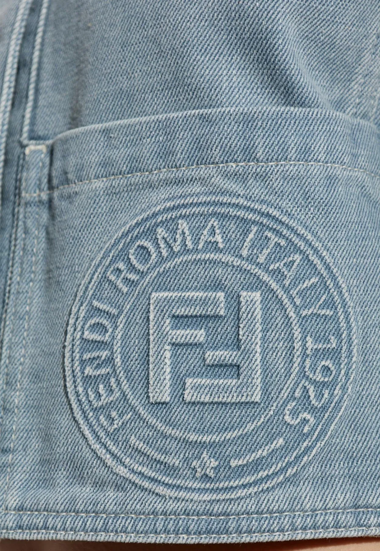Logo Stamp Cropped Denim Jacket