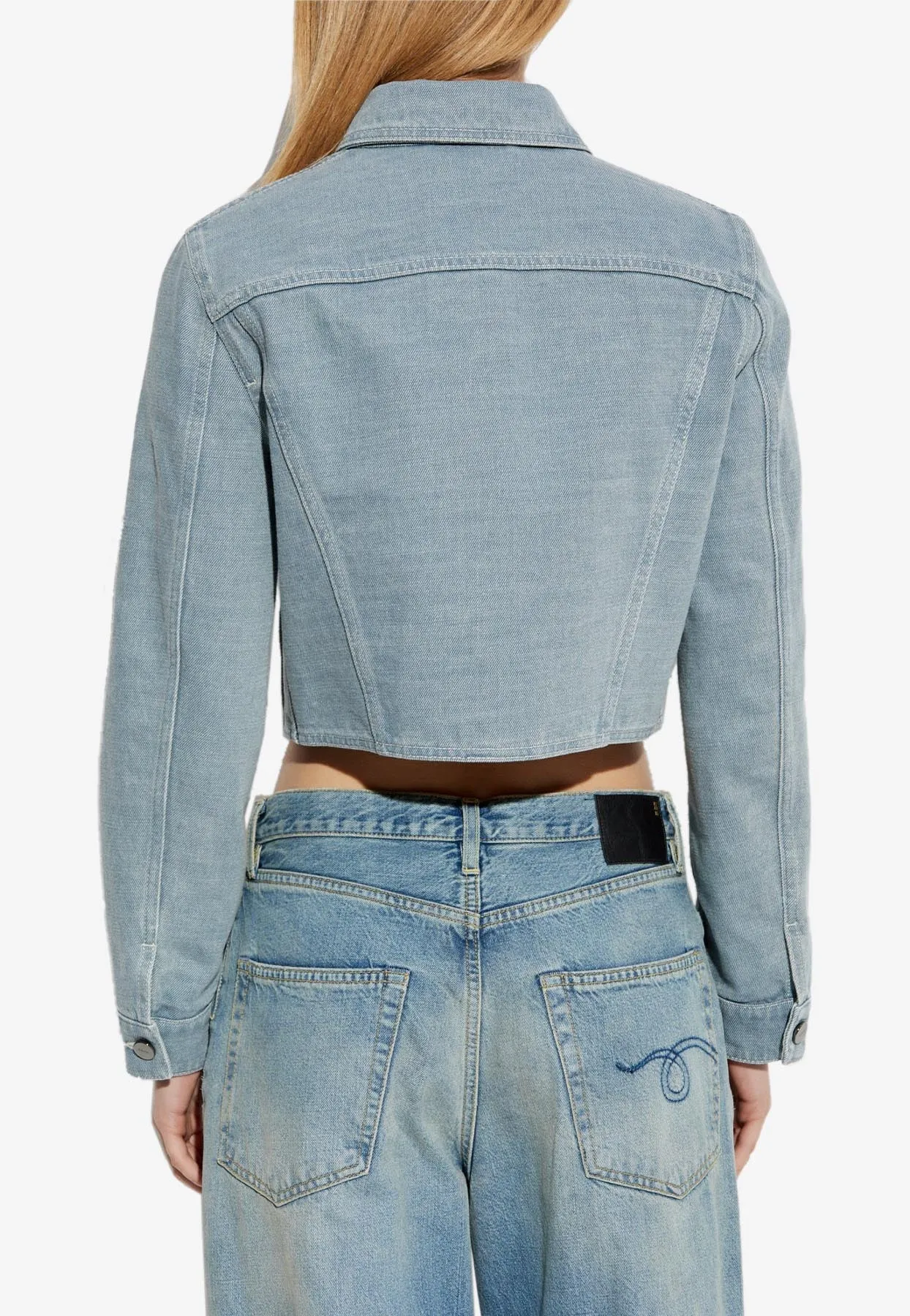 Logo Stamp Cropped Denim Jacket