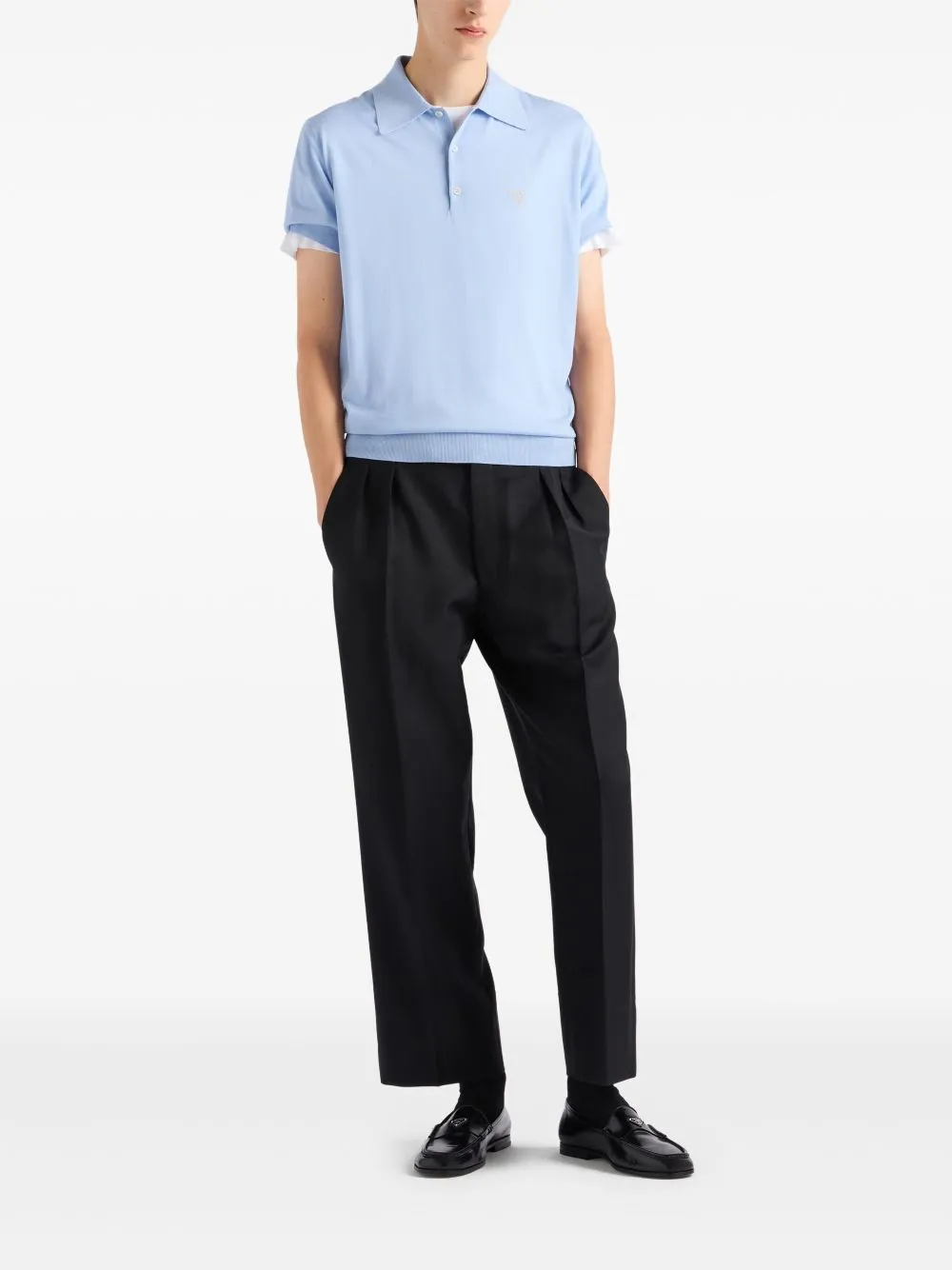 Logo wool polo shirt