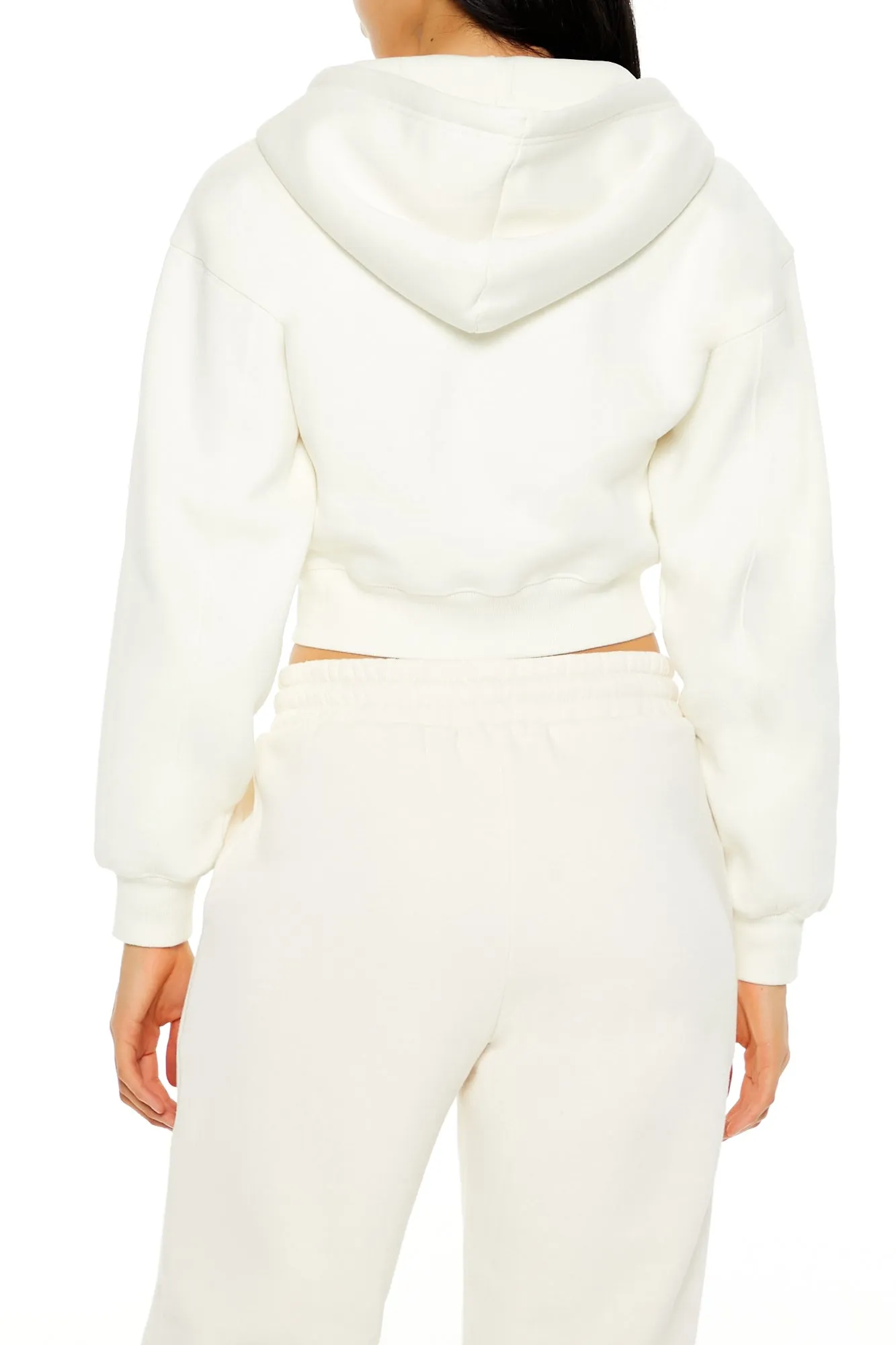 Long Sleeve Cropped Athletic Jacket - Cream