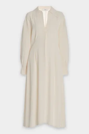 Long Sleeve Draped Collar Dress in Chiffon