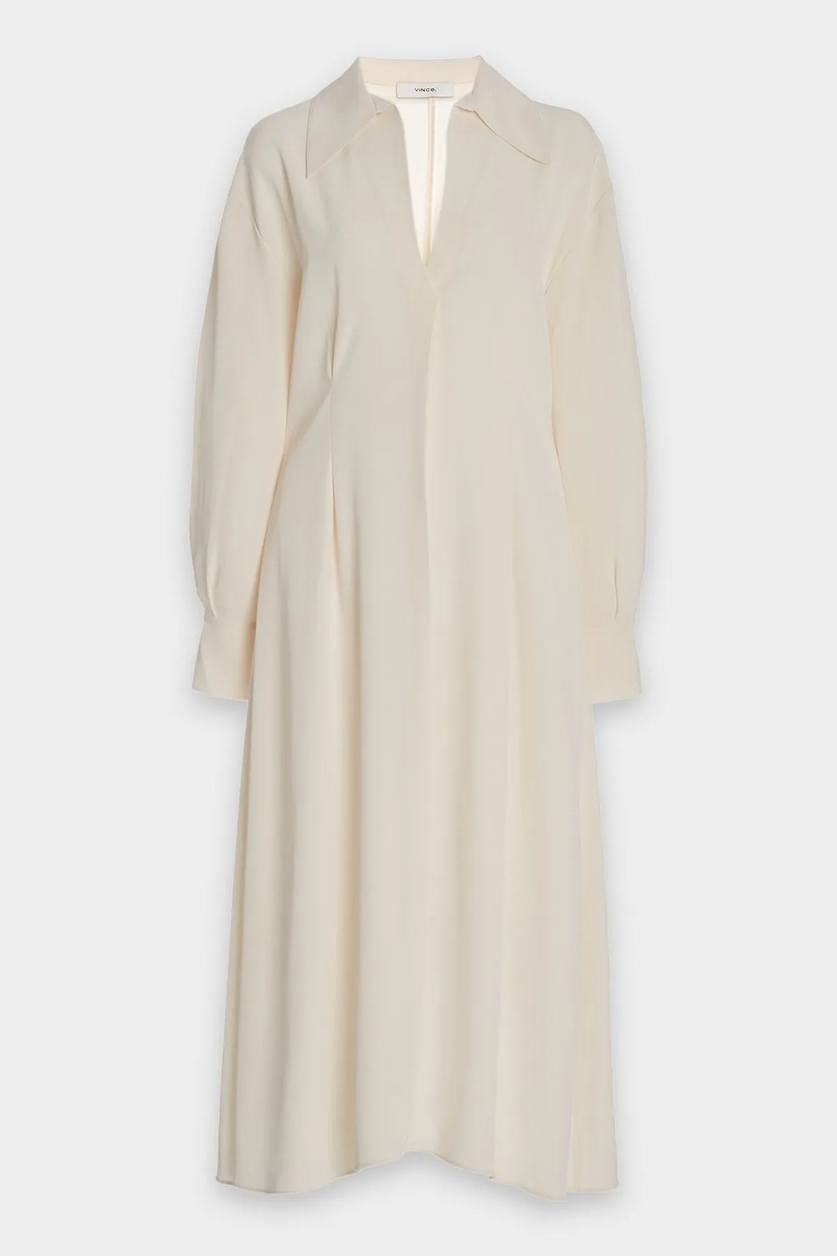 Long Sleeve Draped Collar Dress in Chiffon