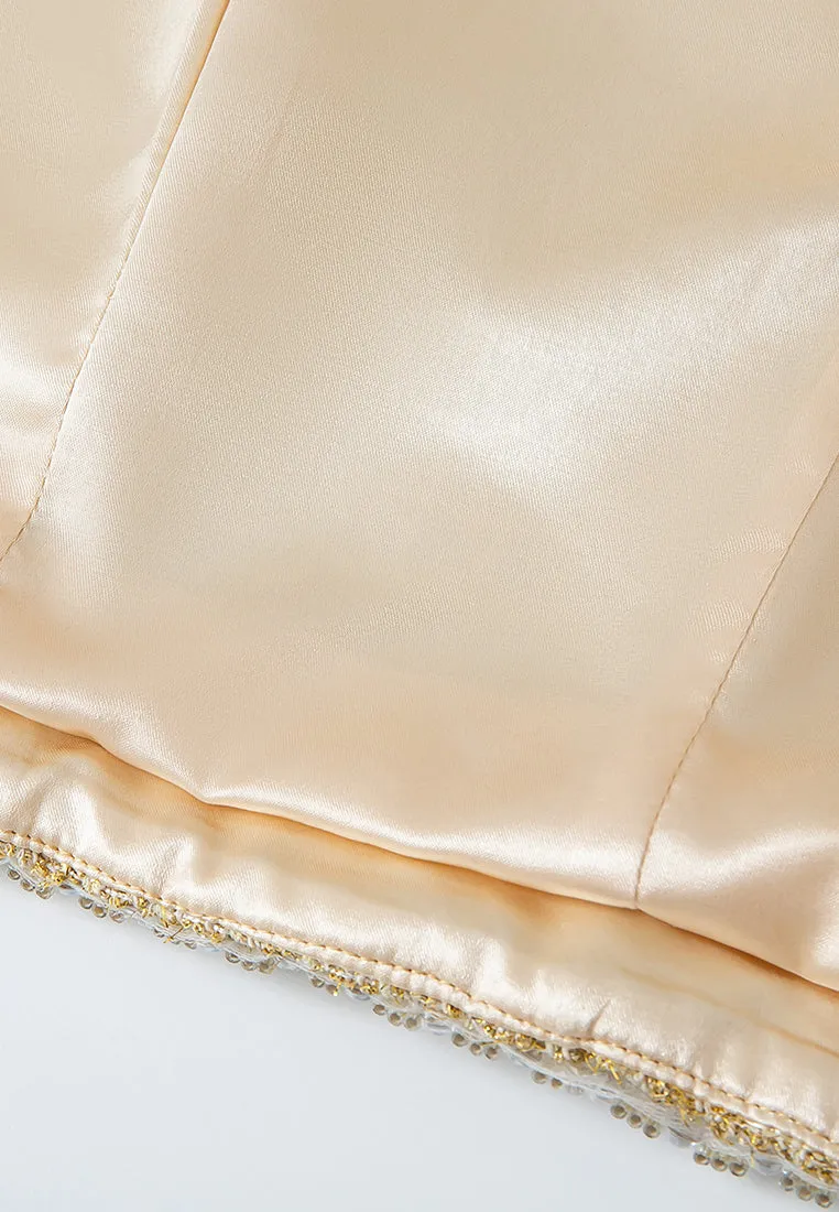 Lurex-detail Checked Embellished Cropped Jacket