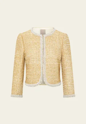 Lurex-detail Checked Embellished Cropped Jacket