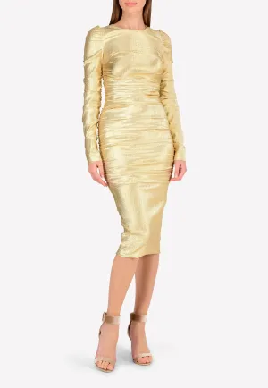Lurex Ruched Midi Dress