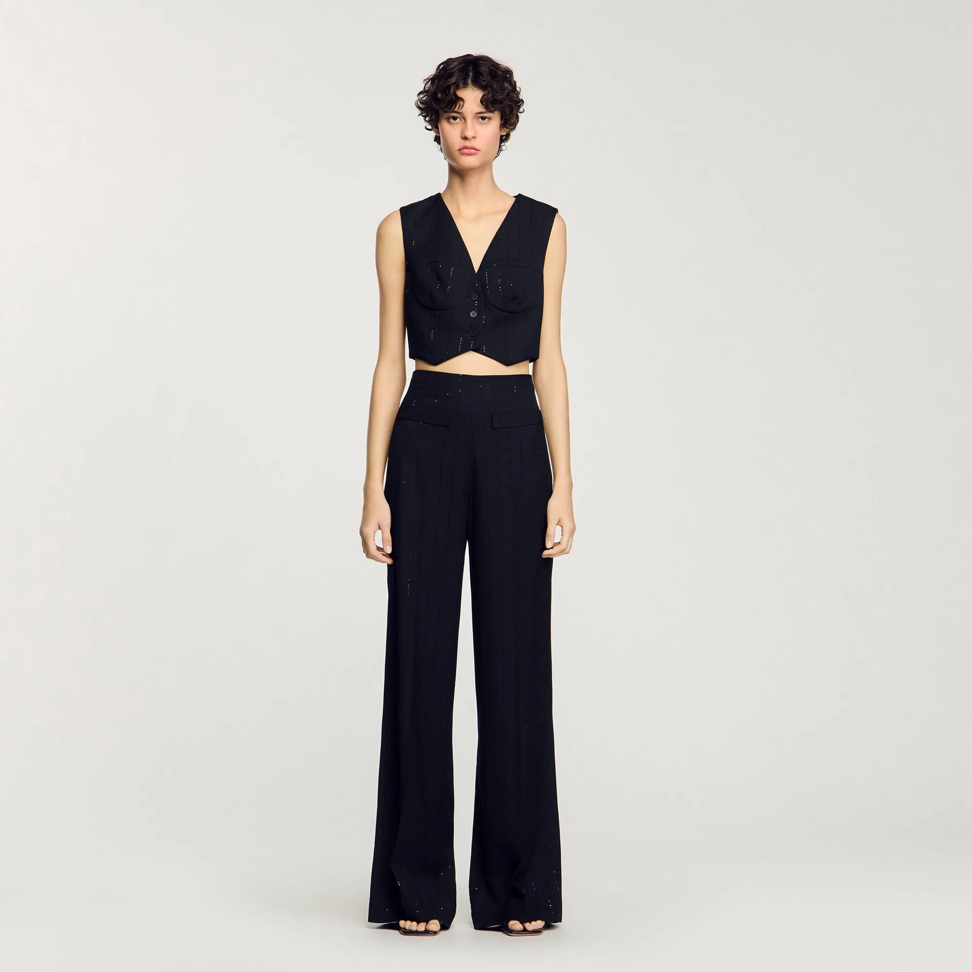 Madeleine Sequin Cropped Jacket Black