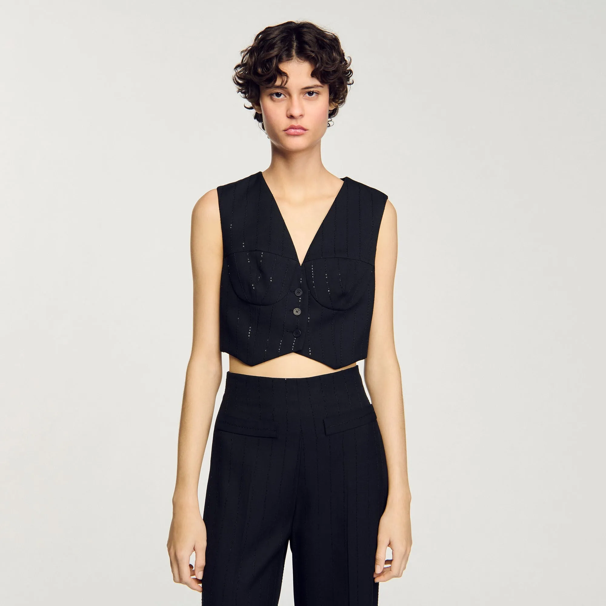 Madeleine Sequin Cropped Jacket Black