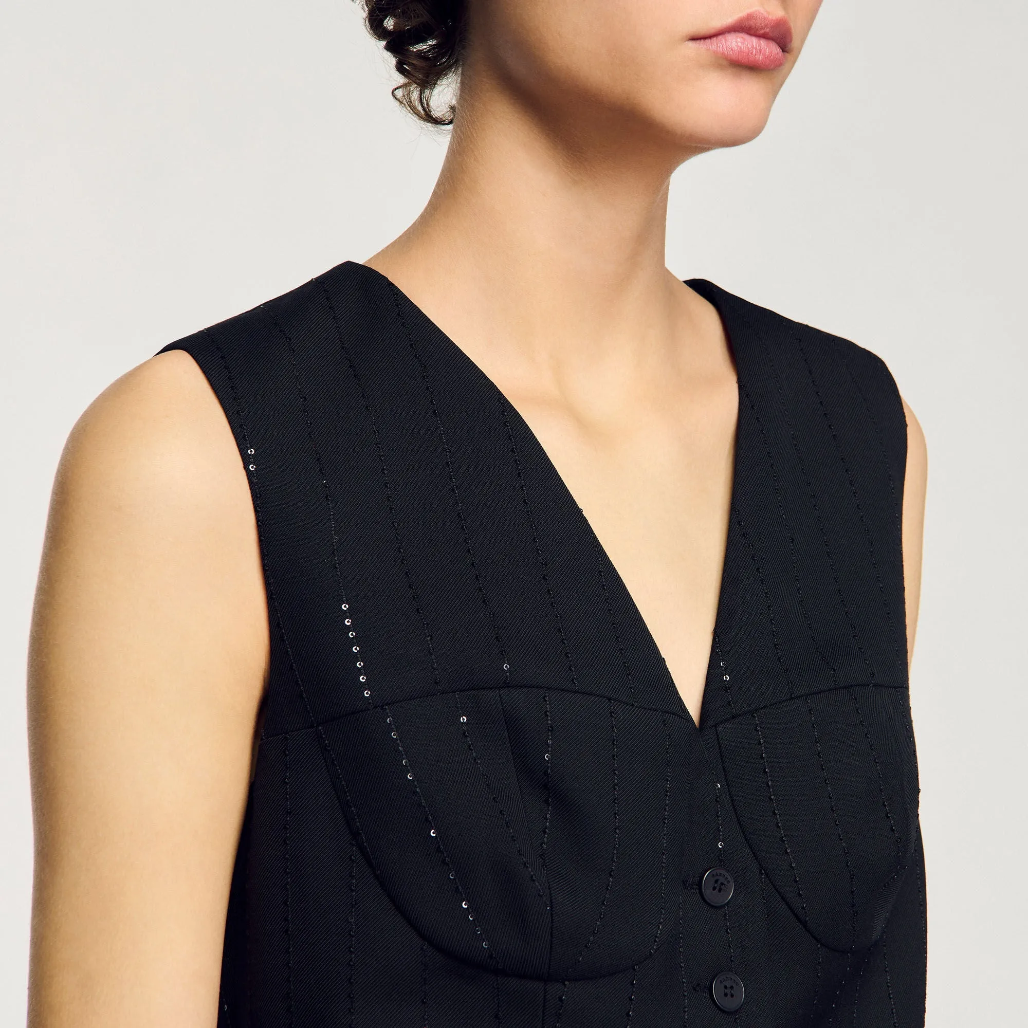 Madeleine Sequin Cropped Jacket Black