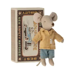 Maileg Big Brother Mouse in Matchbox, Yellow Shirt
