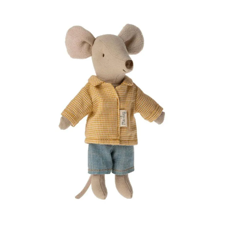 Maileg Big Brother Mouse in Matchbox, Yellow Shirt