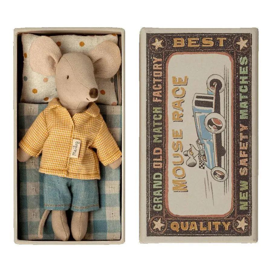 Maileg Big Brother Mouse in Matchbox, Yellow Shirt