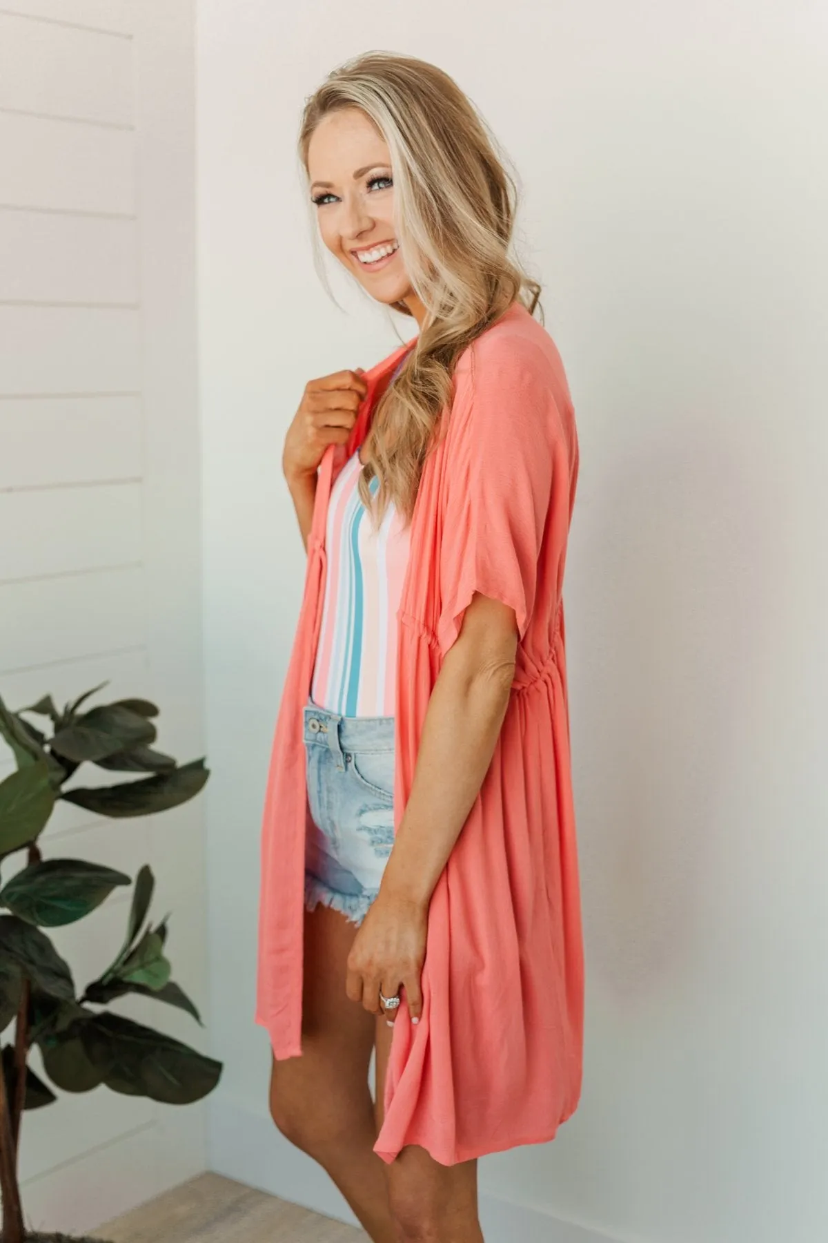 Make Every Moment Count Tie Cover Up- Coral