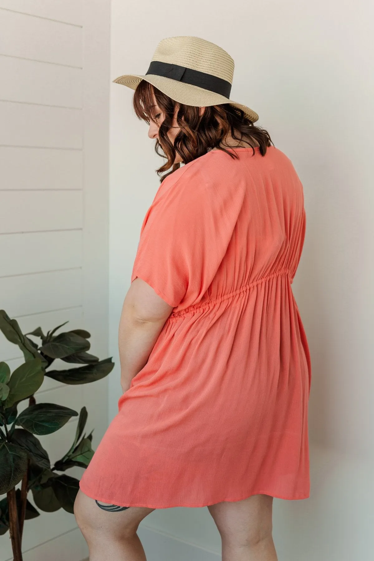 Make Every Moment Count Tie Cover Up- Coral