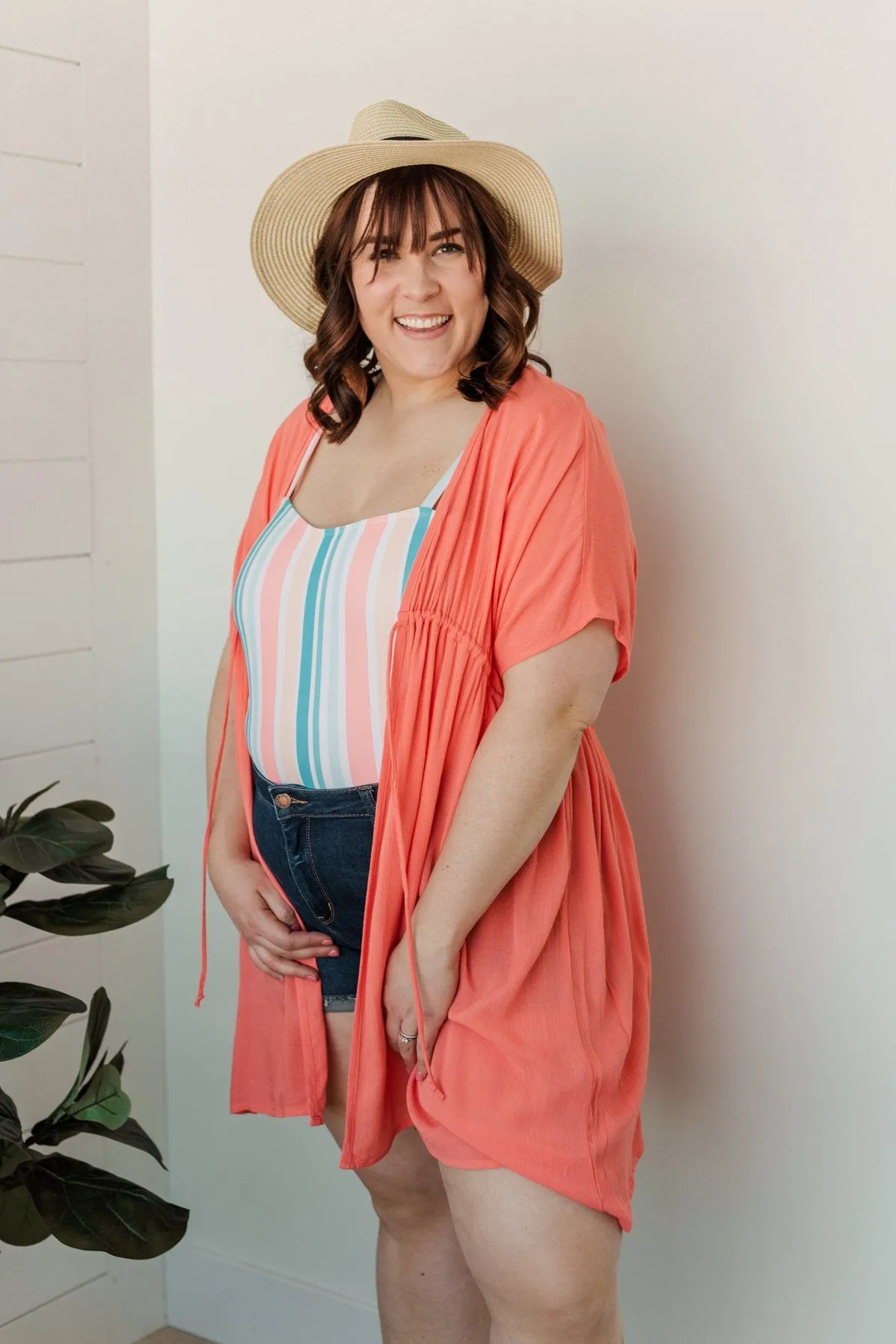 Make Every Moment Count Tie Cover Up- Coral