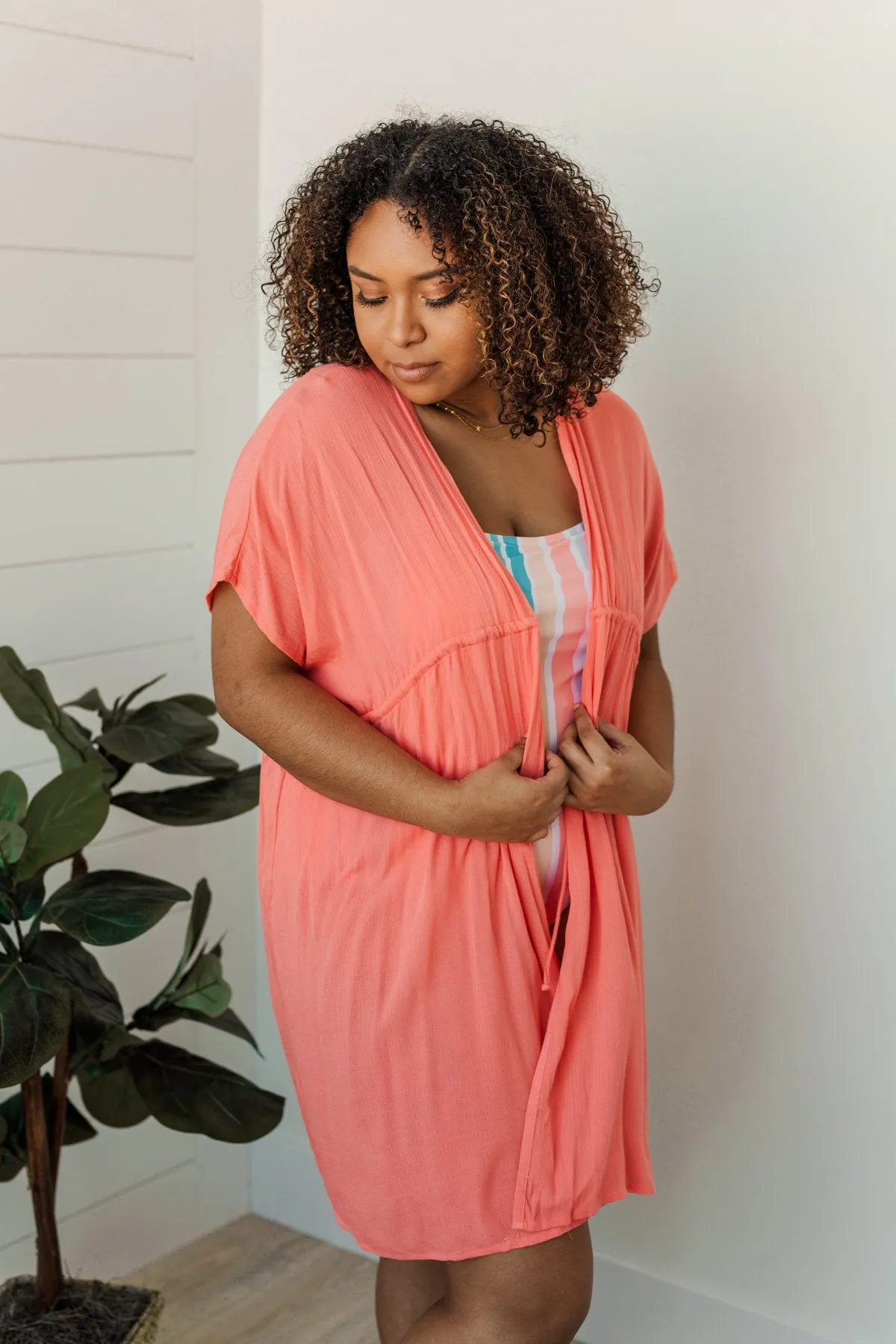 Make Every Moment Count Tie Cover Up- Coral