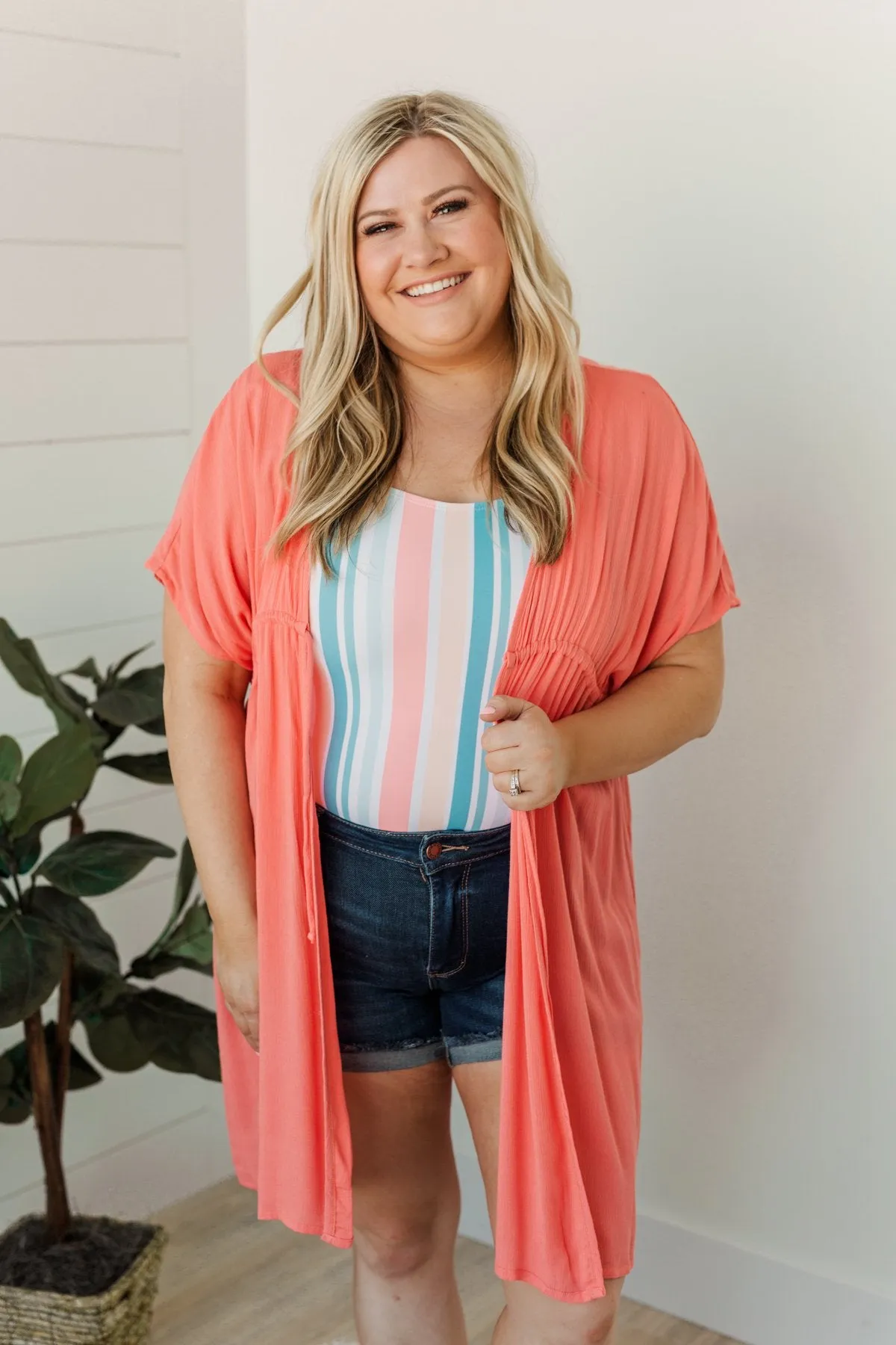 Make Every Moment Count Tie Cover Up- Coral