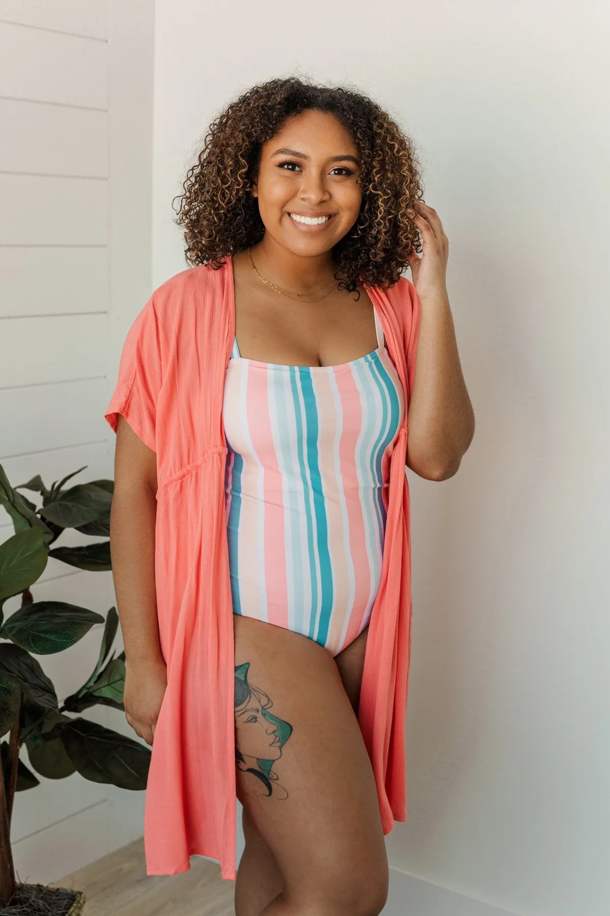 Make Every Moment Count Tie Cover Up- Coral