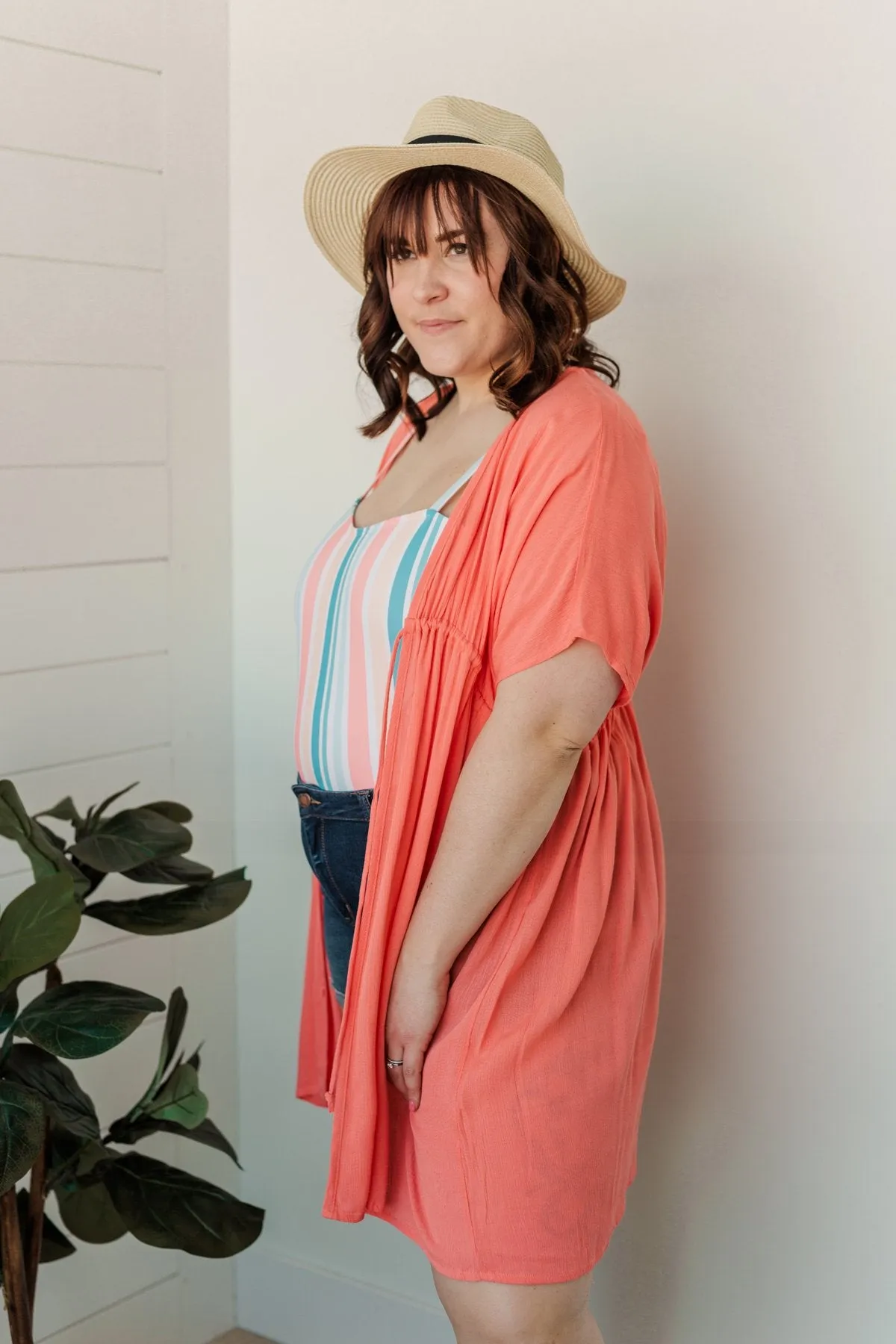 Make Every Moment Count Tie Cover Up- Coral