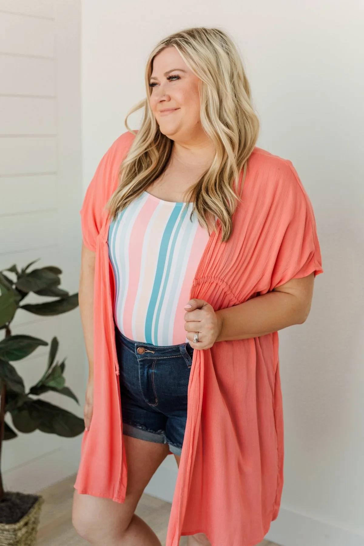 Make Every Moment Count Tie Cover Up- Coral