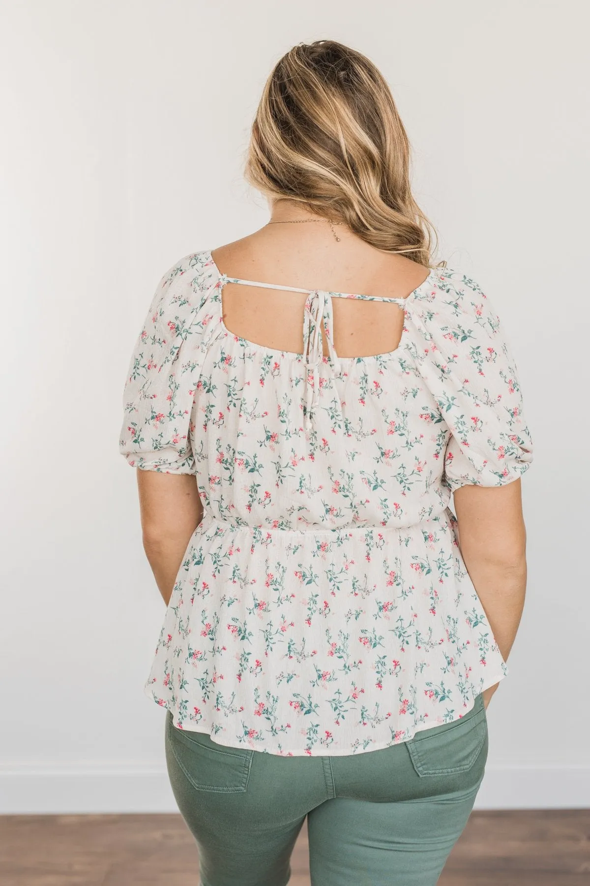 Make Some Memories Floral Blouse- Ivory