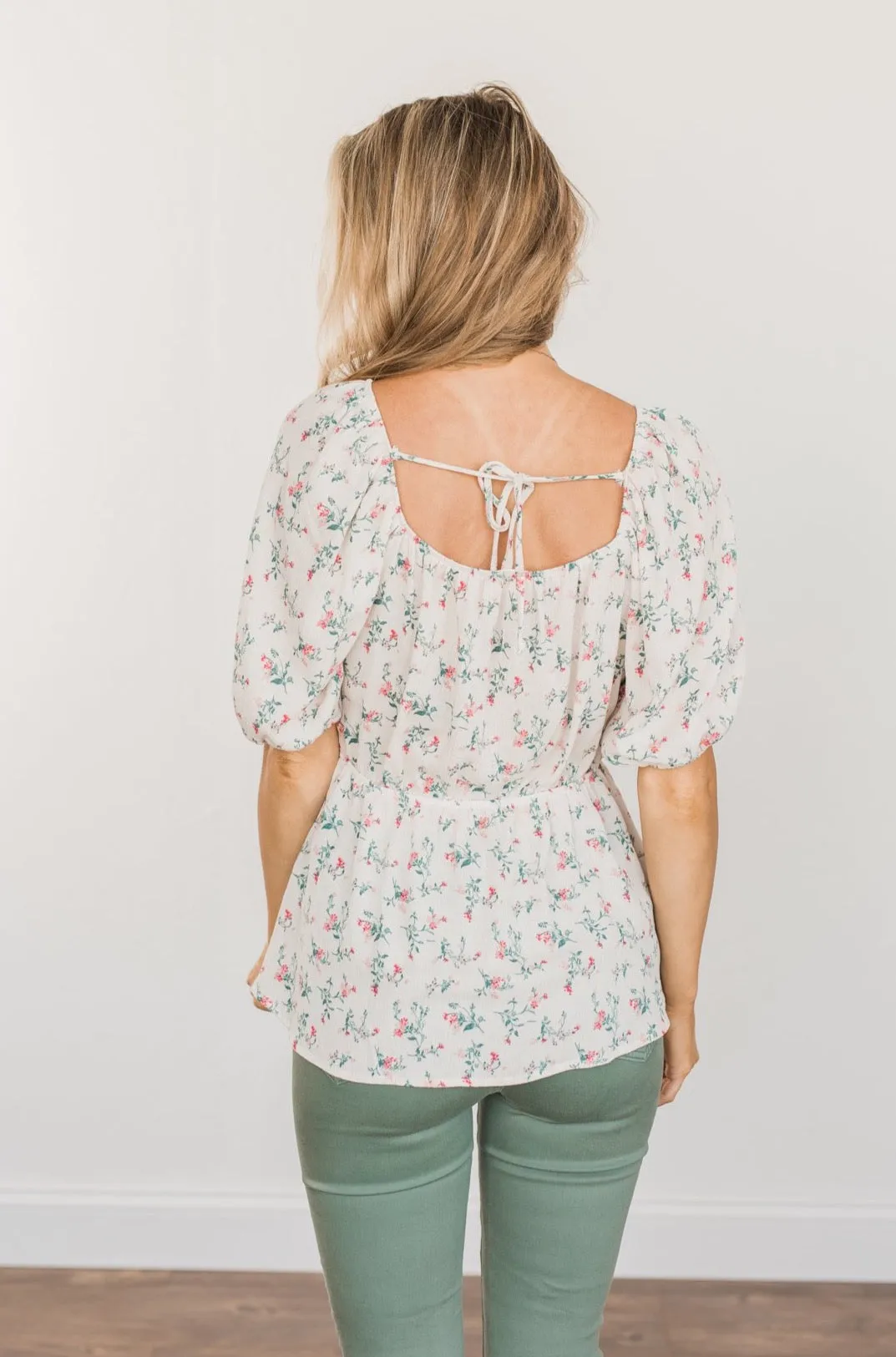Make Some Memories Floral Blouse- Ivory