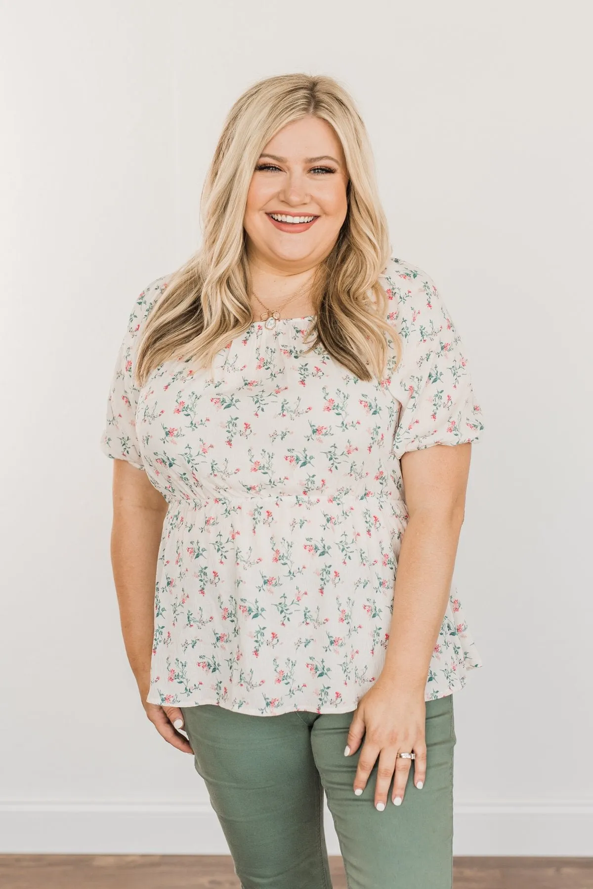 Make Some Memories Floral Blouse- Ivory