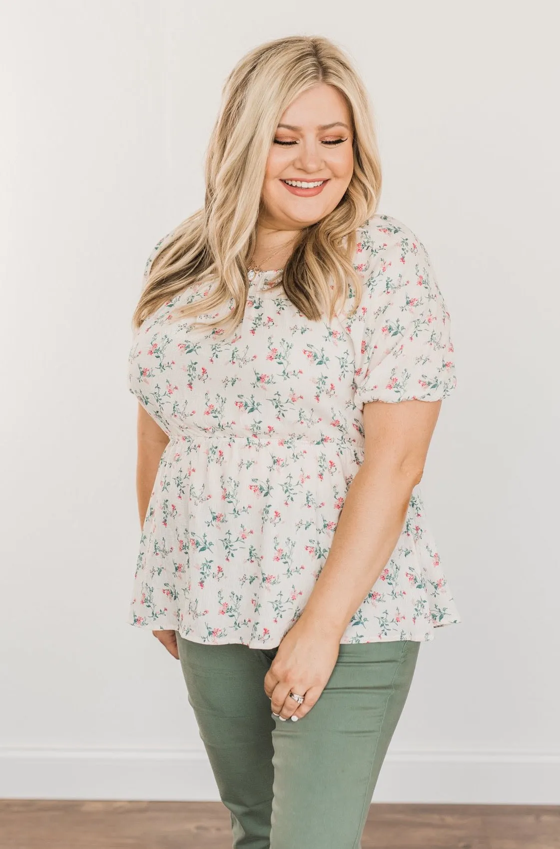 Make Some Memories Floral Blouse- Ivory