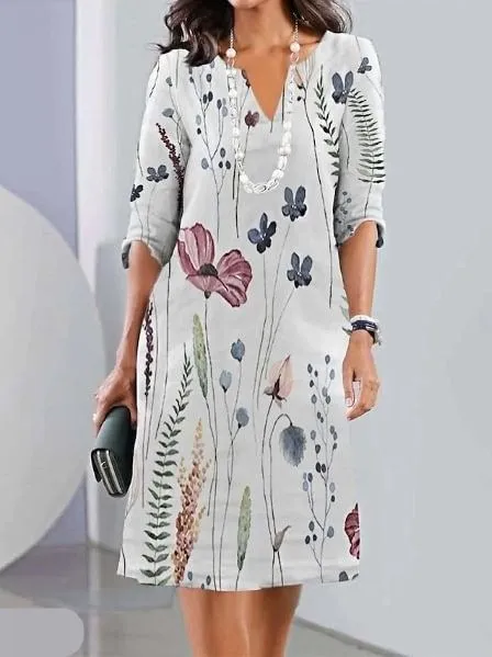 Malena® | Floral print double tunic dress