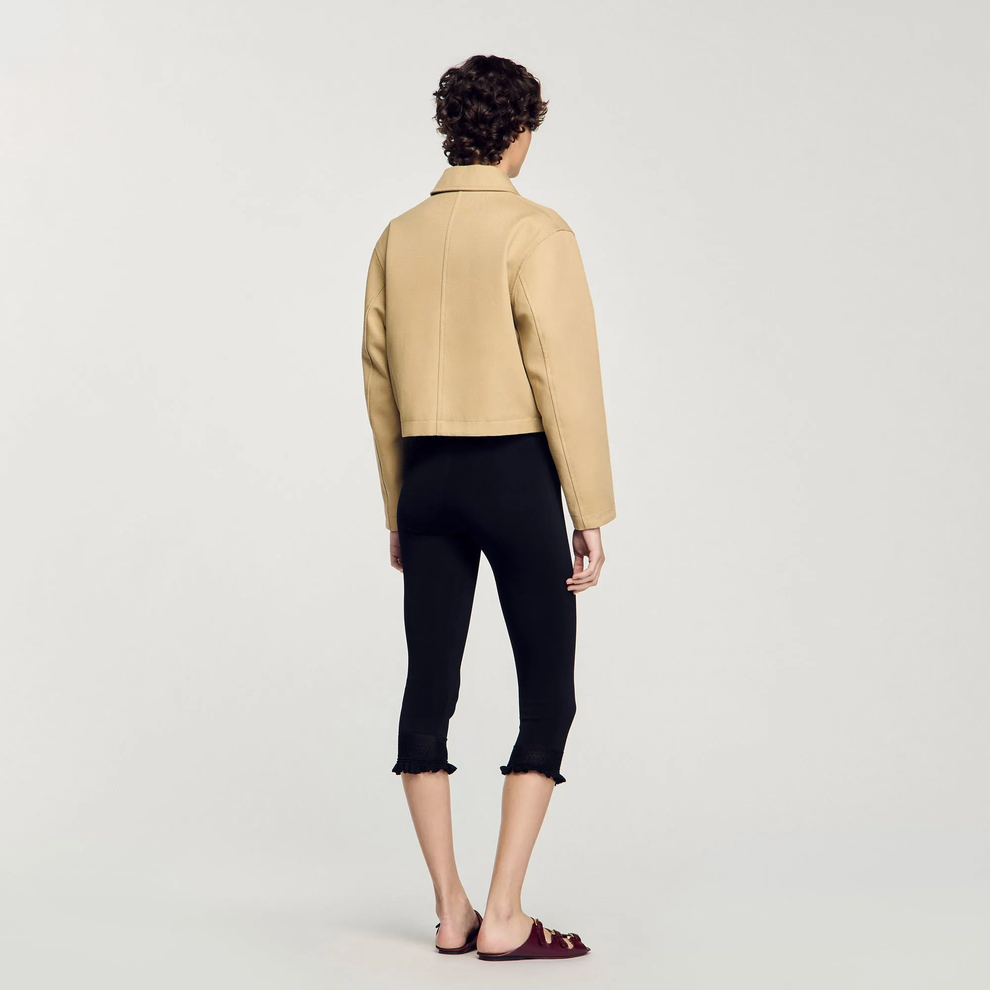 Marais Short Jacket With Rhinestone Details Beige
