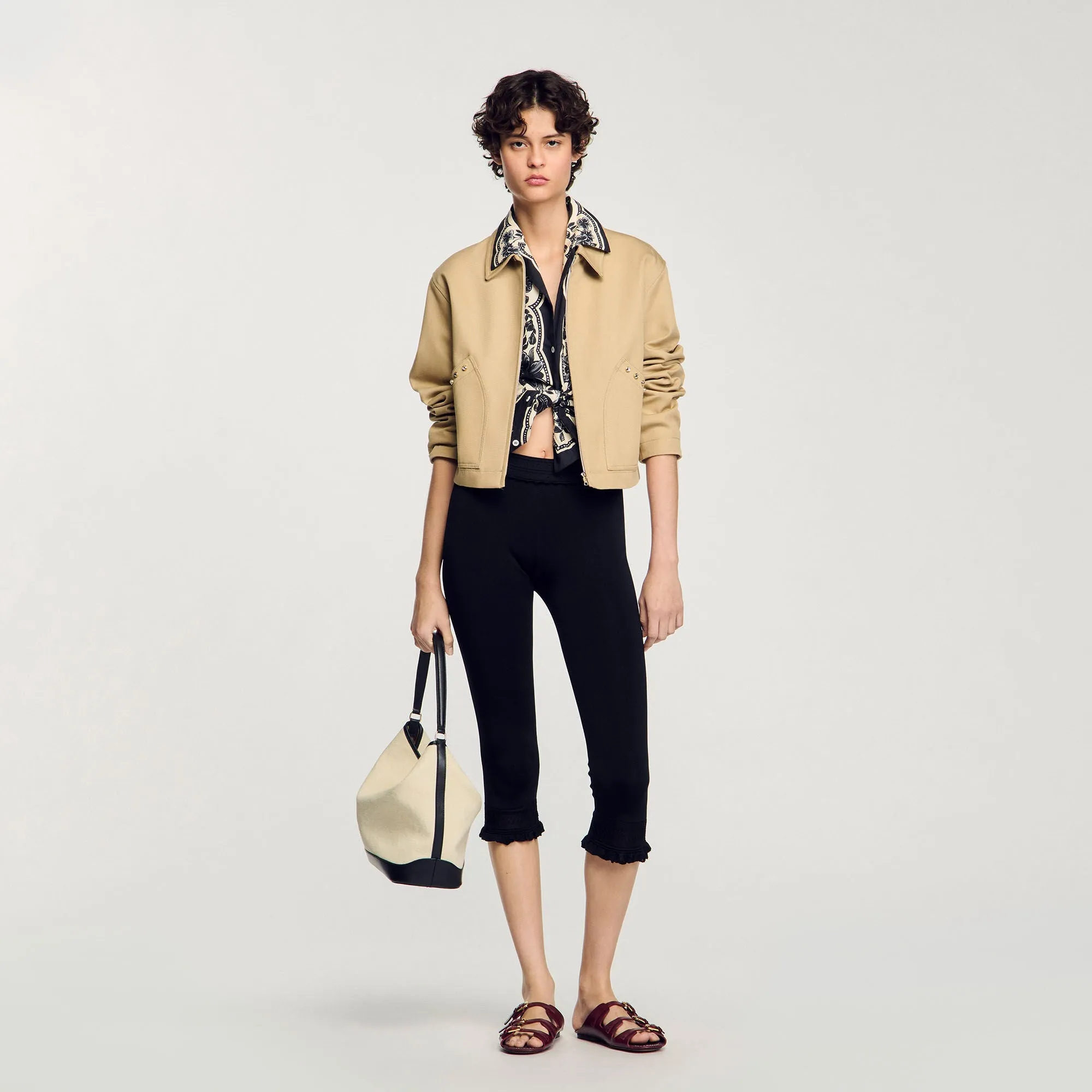 Marais Short Jacket With Rhinestone Details Beige