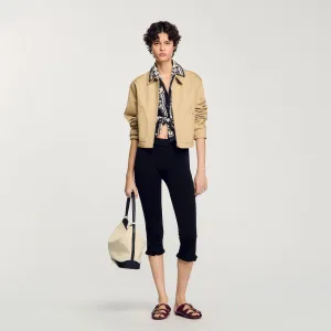 Marais Short Jacket With Rhinestone Details Beige
