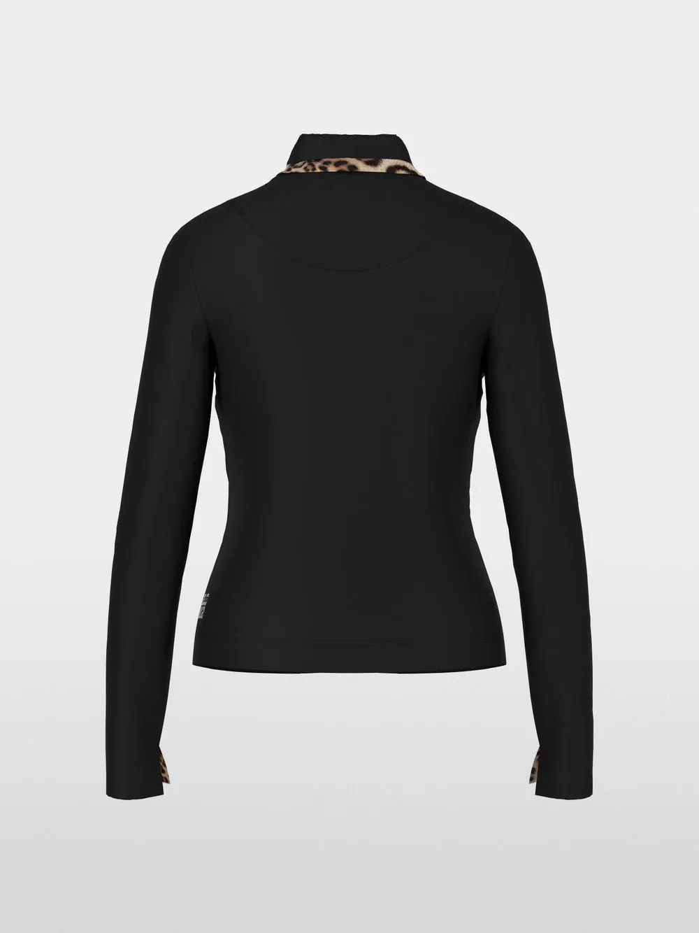 Marc Cain Black Zip jacket in cotton rib with Leopard Print