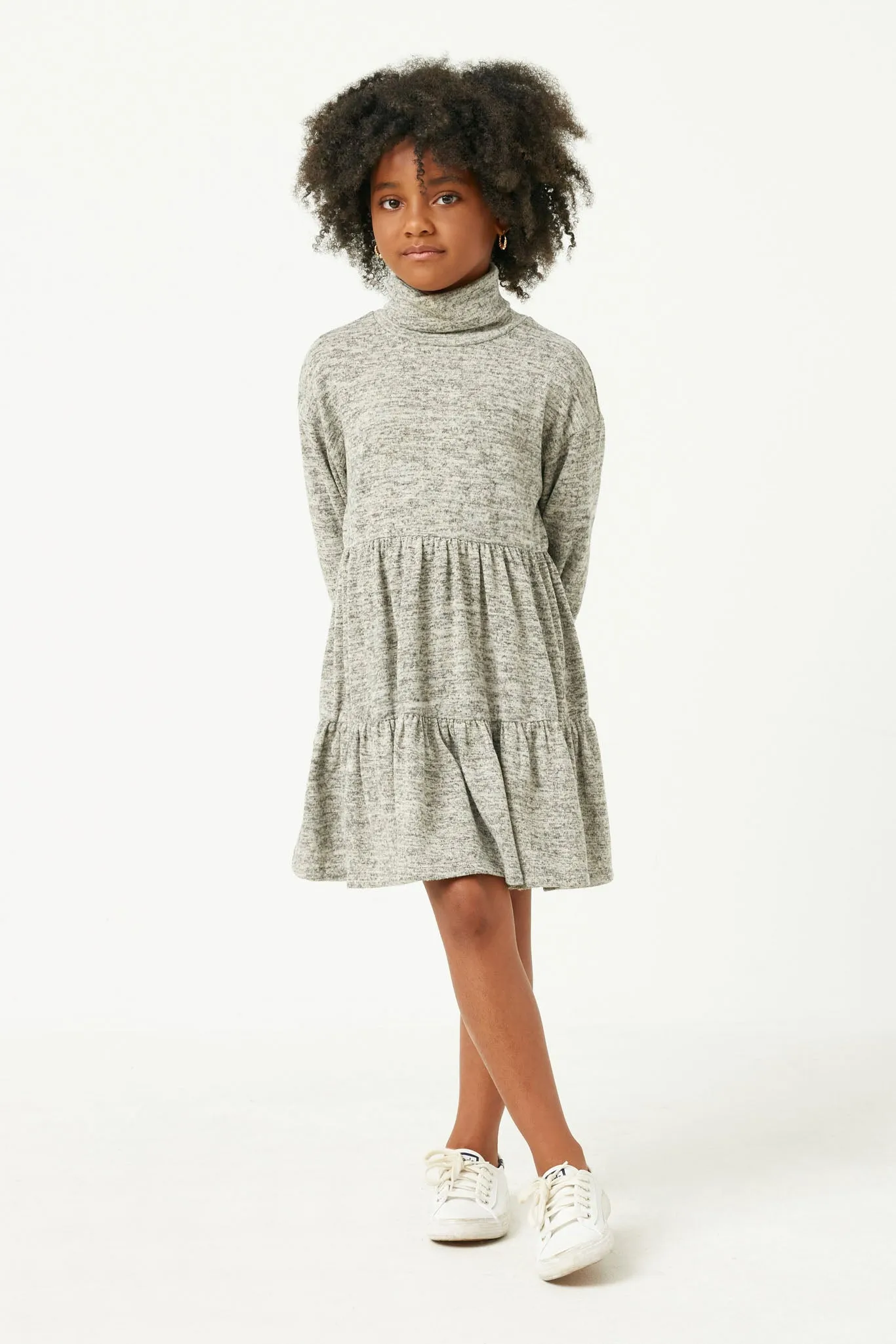 Marled Knit Long Sleeve Turtleneck Tunic