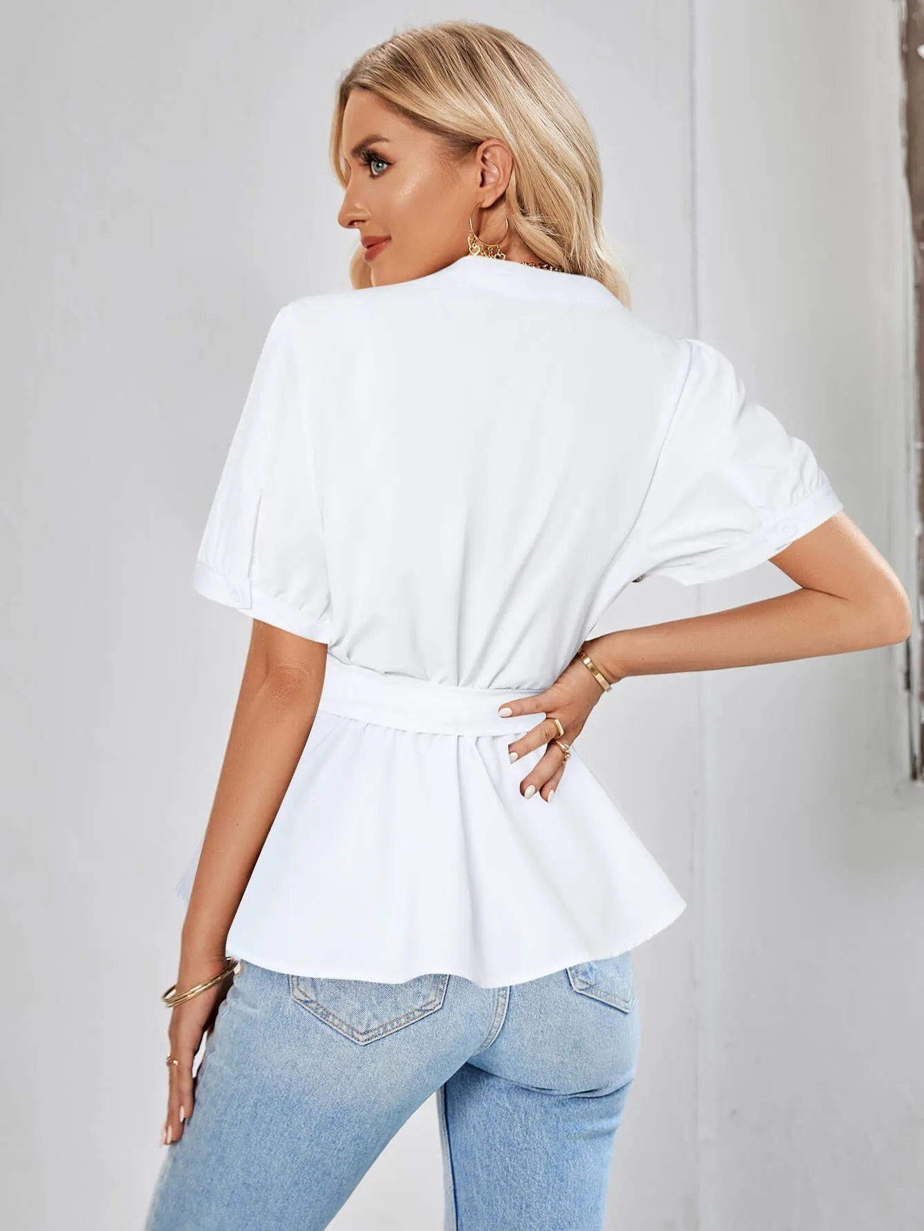 Marlow Front Tie Button Up Top - White