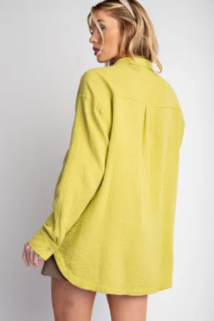 Matcha Latte Cotton Gauze Button Front Shirt