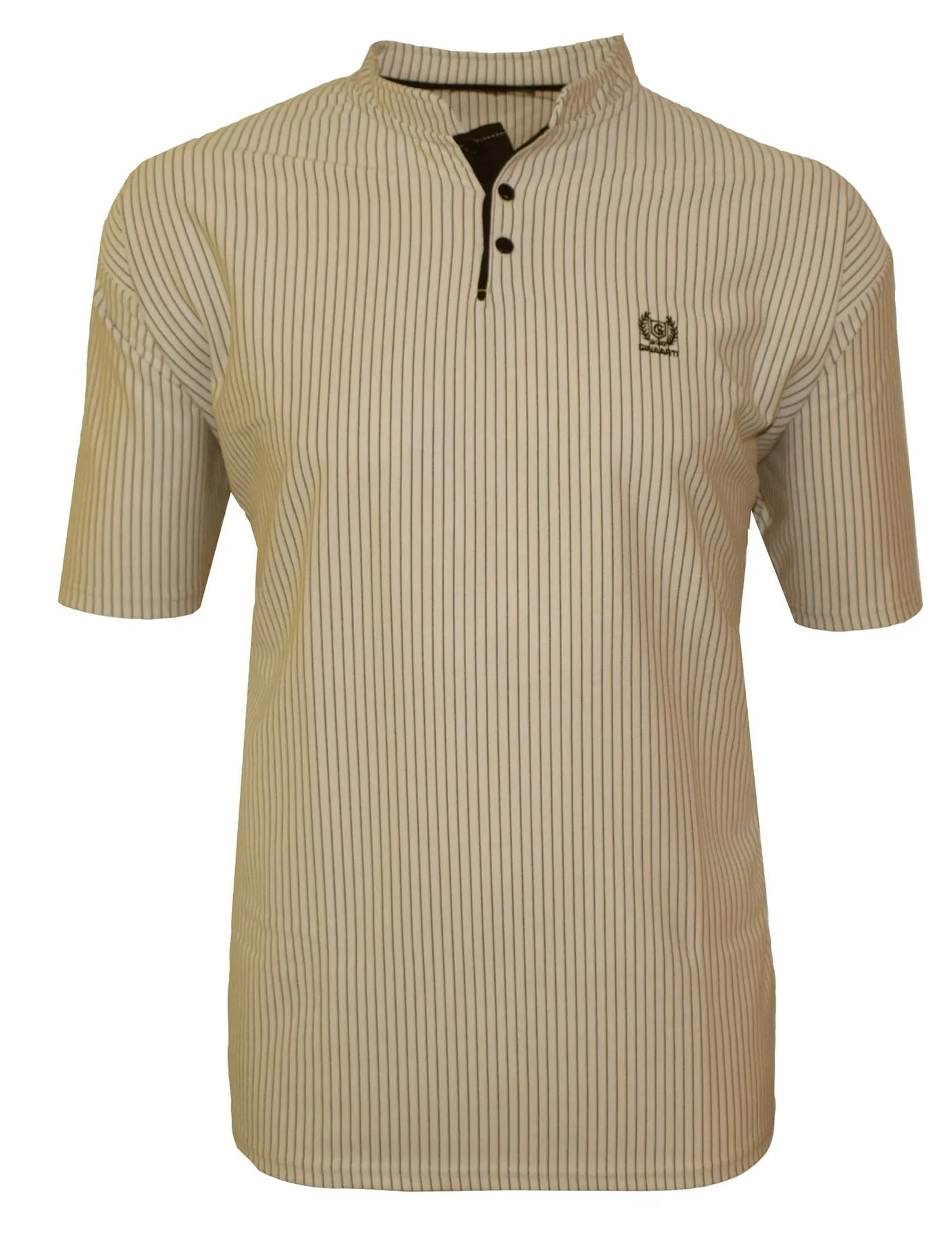 Men's Easy Care Grandad Collar Casual Tee Shirt 2XL-5XL