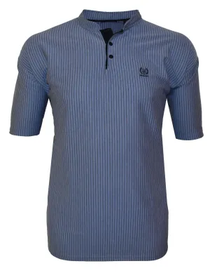 Men's Easy Care Grandad Collar Casual Tee Shirt 2XL-5XL