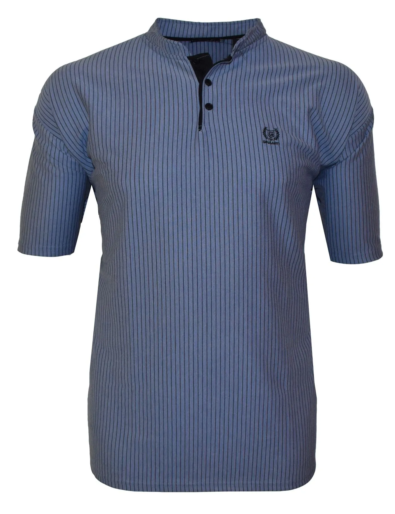 Men's Easy Care Grandad Collar Casual Tee Shirt 2XL-5XL